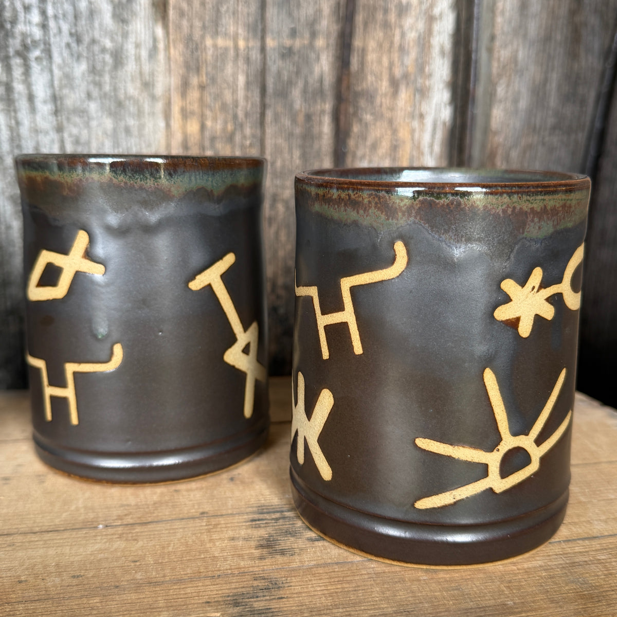 Cup Set of 4 - Leather Branded