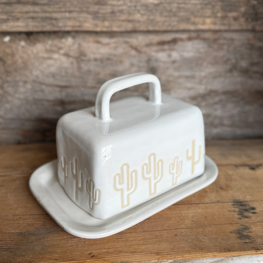 Butter Dish - White Branded Cactus
