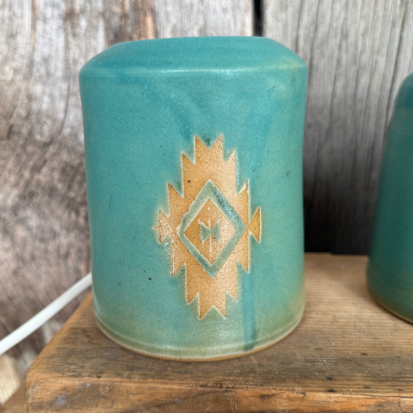 Bathroom Set of 3 - Soap Bottle, canister, and electic toothbrush holder - Southwestern Turquoise