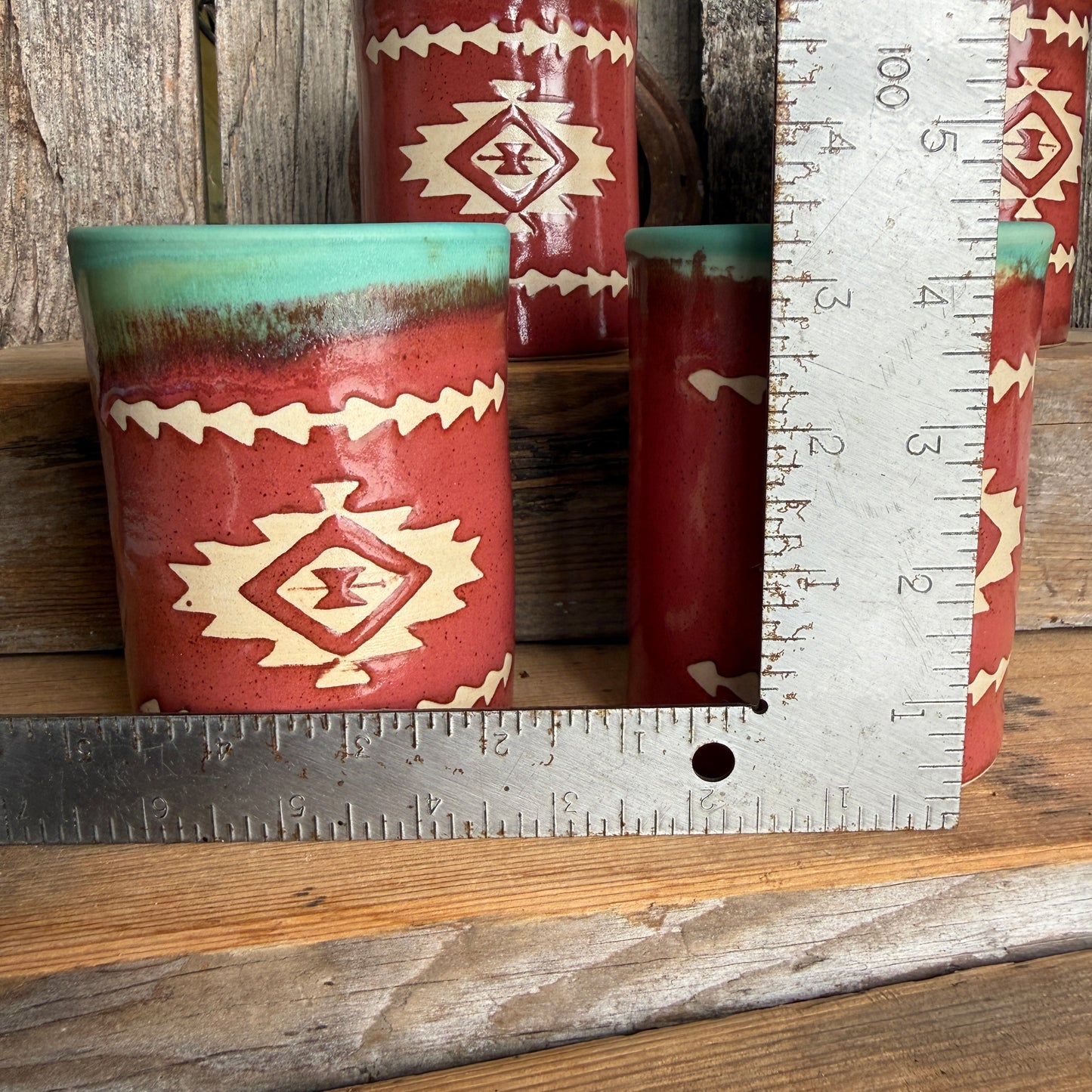 Cup Set of 4 - southwestern Turquoise and Tajin