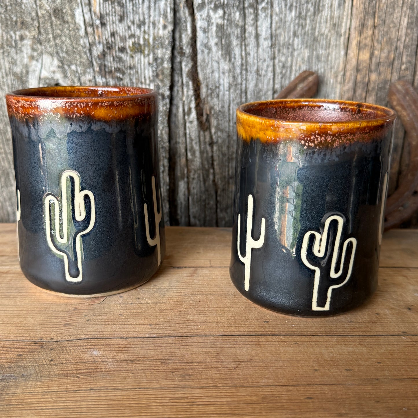 Cup Set of 2 - Cactus copper and gun medal