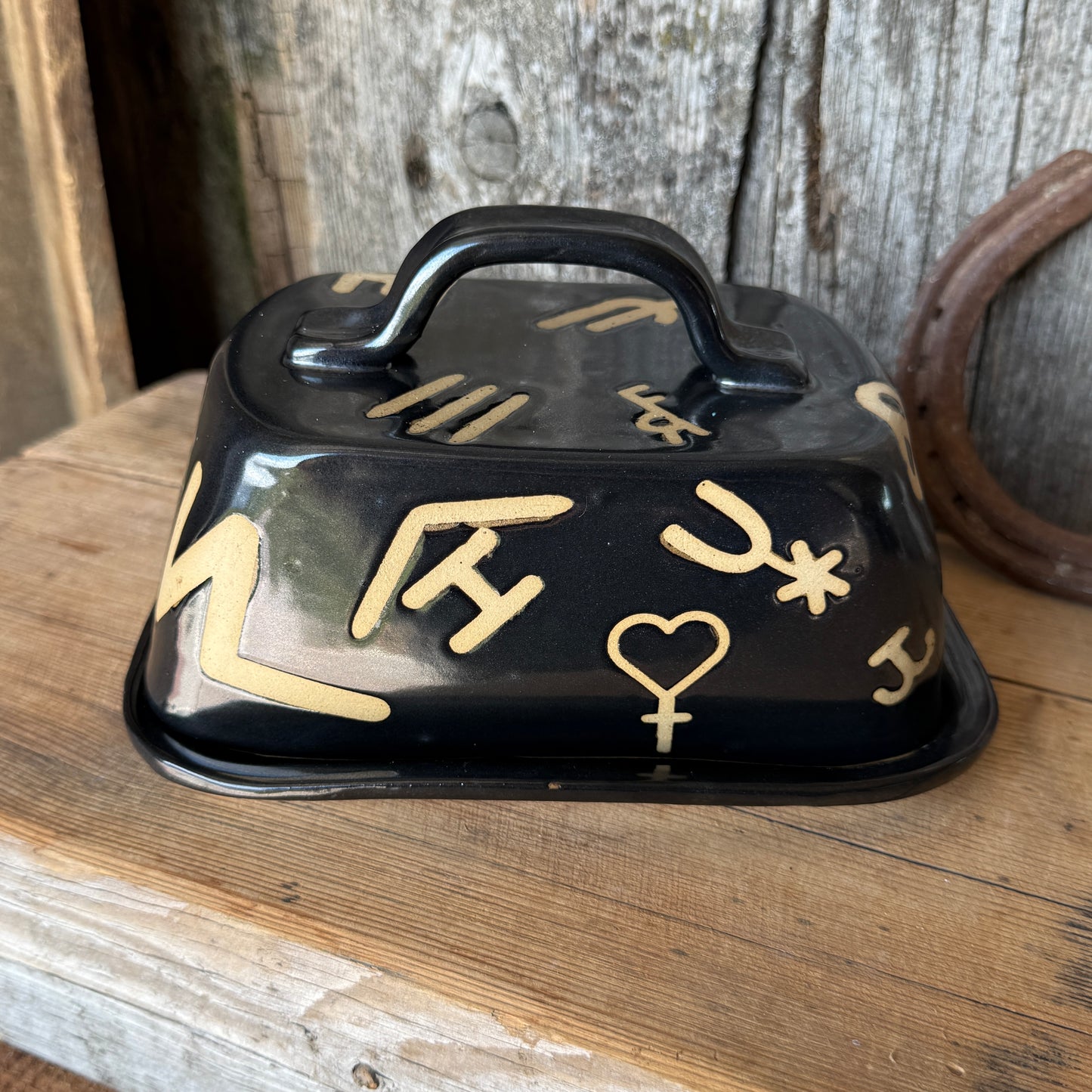 Butter Dish Gunmetal branded