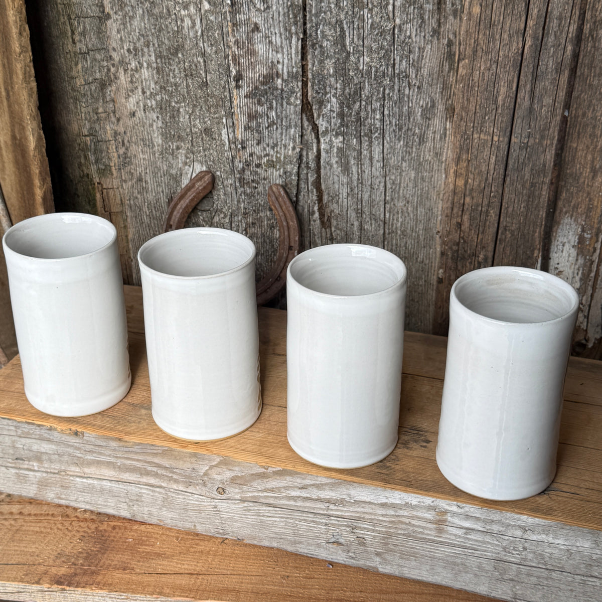 Cup Set of 4 - White Bootstitch