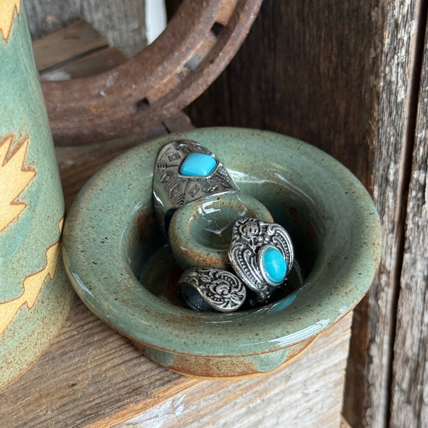 Bathroom Set of 3 - Soap Bottle, canister, and toothbrush holder - Southwestern Sagebrush