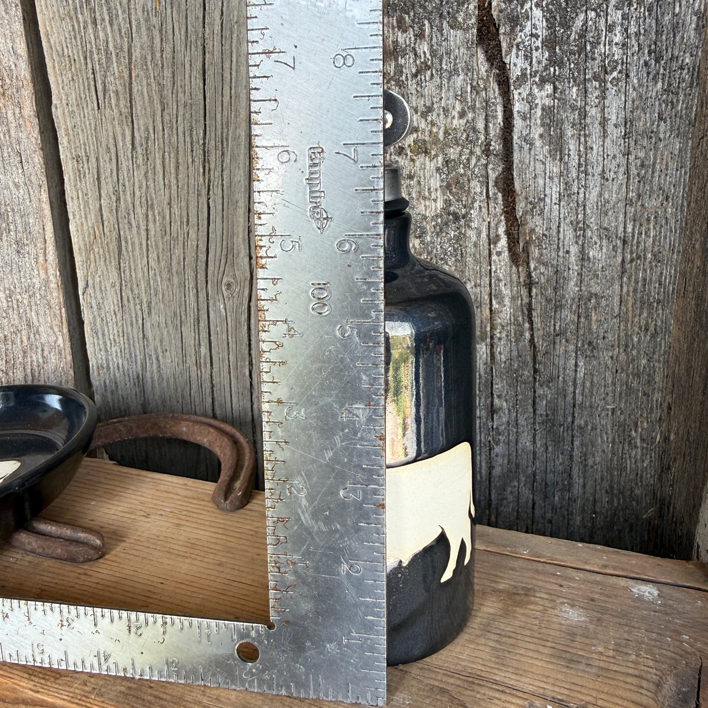 Kitchen Utensil Crock, spoon rest and soap dispenser- gunmetal cattle
