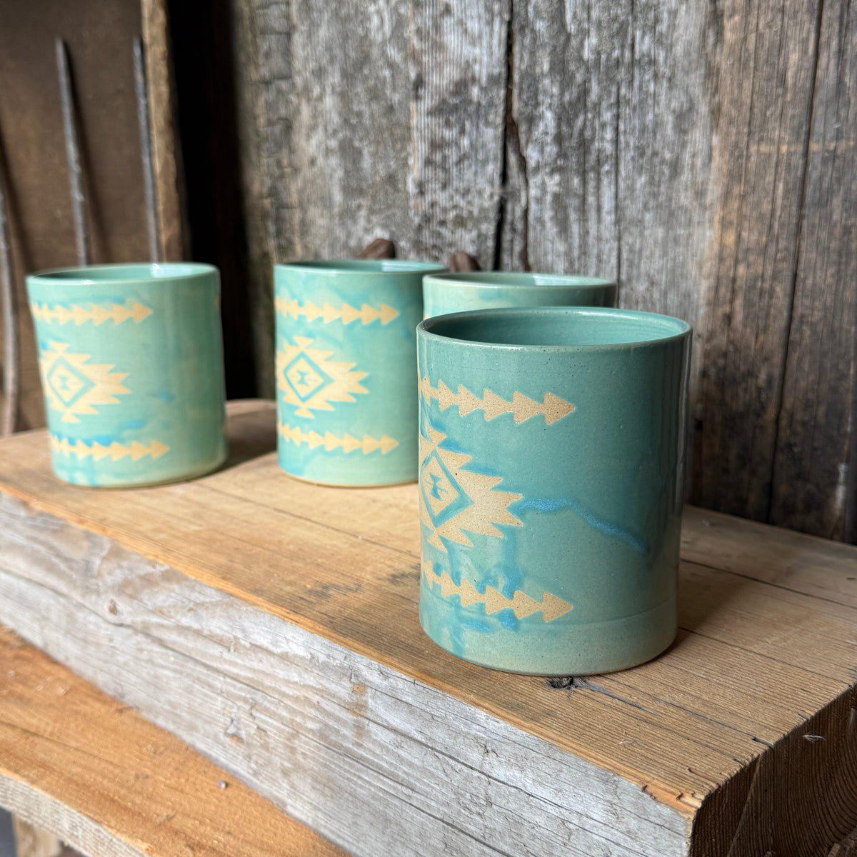 Cup Set of 4 - Tiffany Turquoise Southwestern
