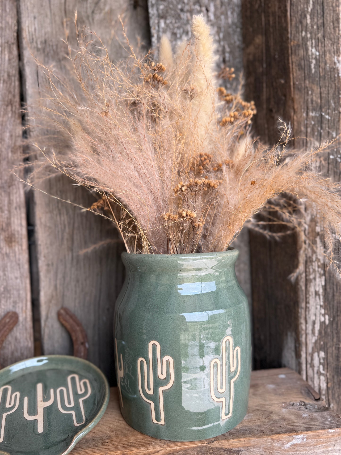 Kitchen Utensil Crock, spoon rest and soap dispenser- sagebrush cactus