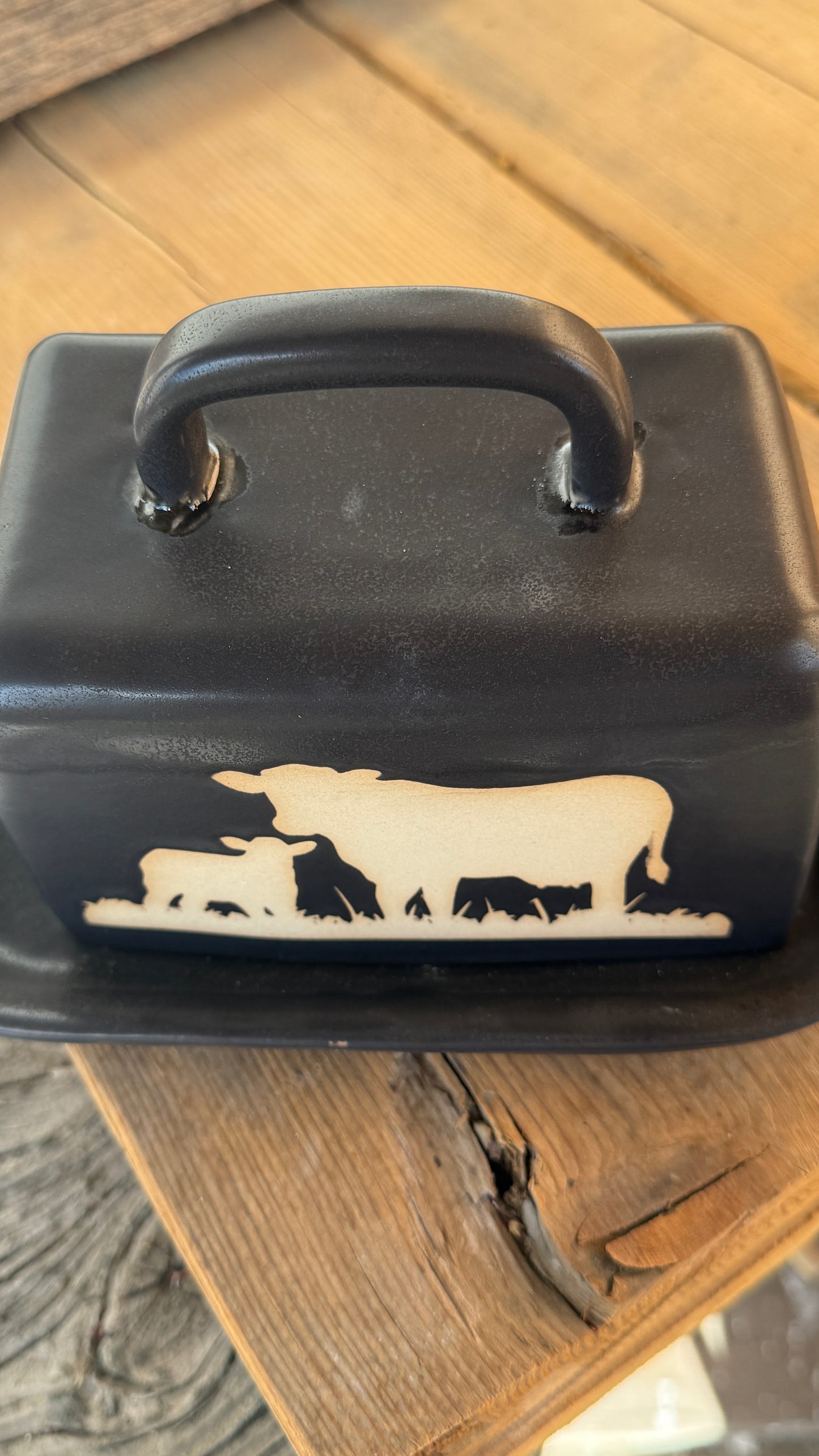 Butter Dish and Spoon Rest set- Black Cow Calf