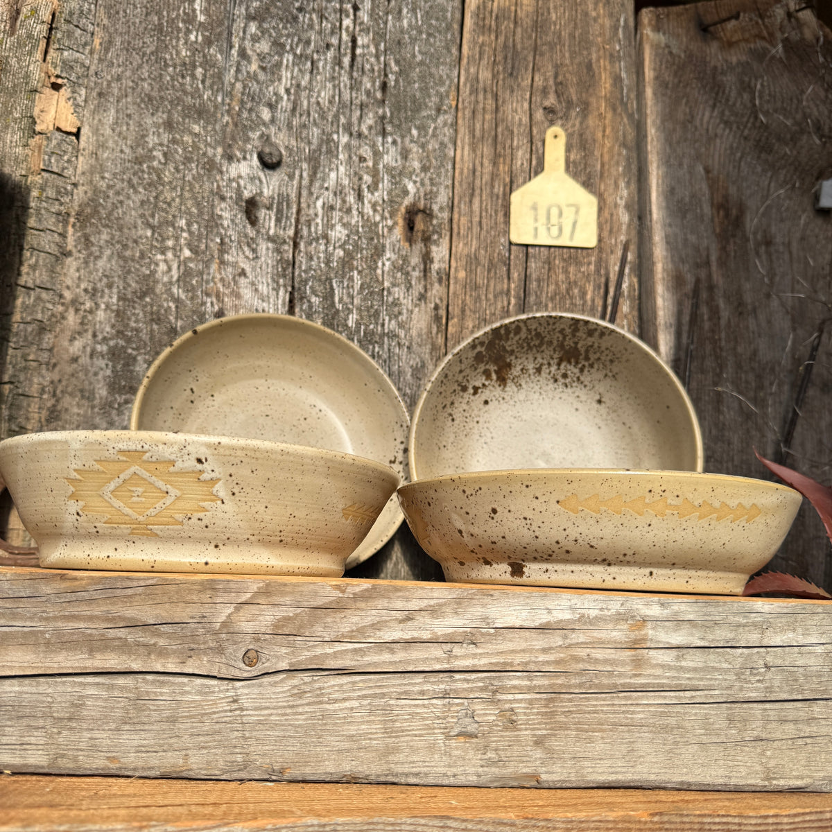 Girl Dinner Bowl/Plate Set of 4 Large