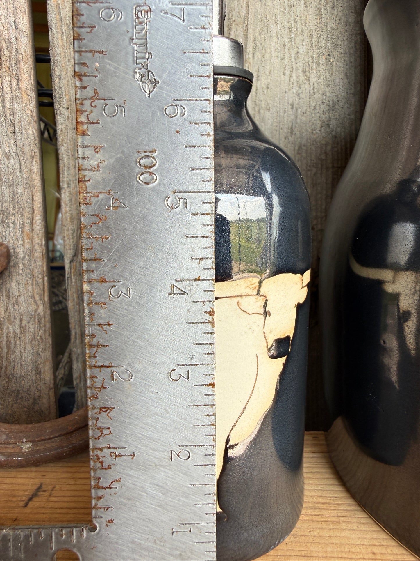 Kitchen Utensil Crock,and Oil Bottle - gunmetal Longhorn