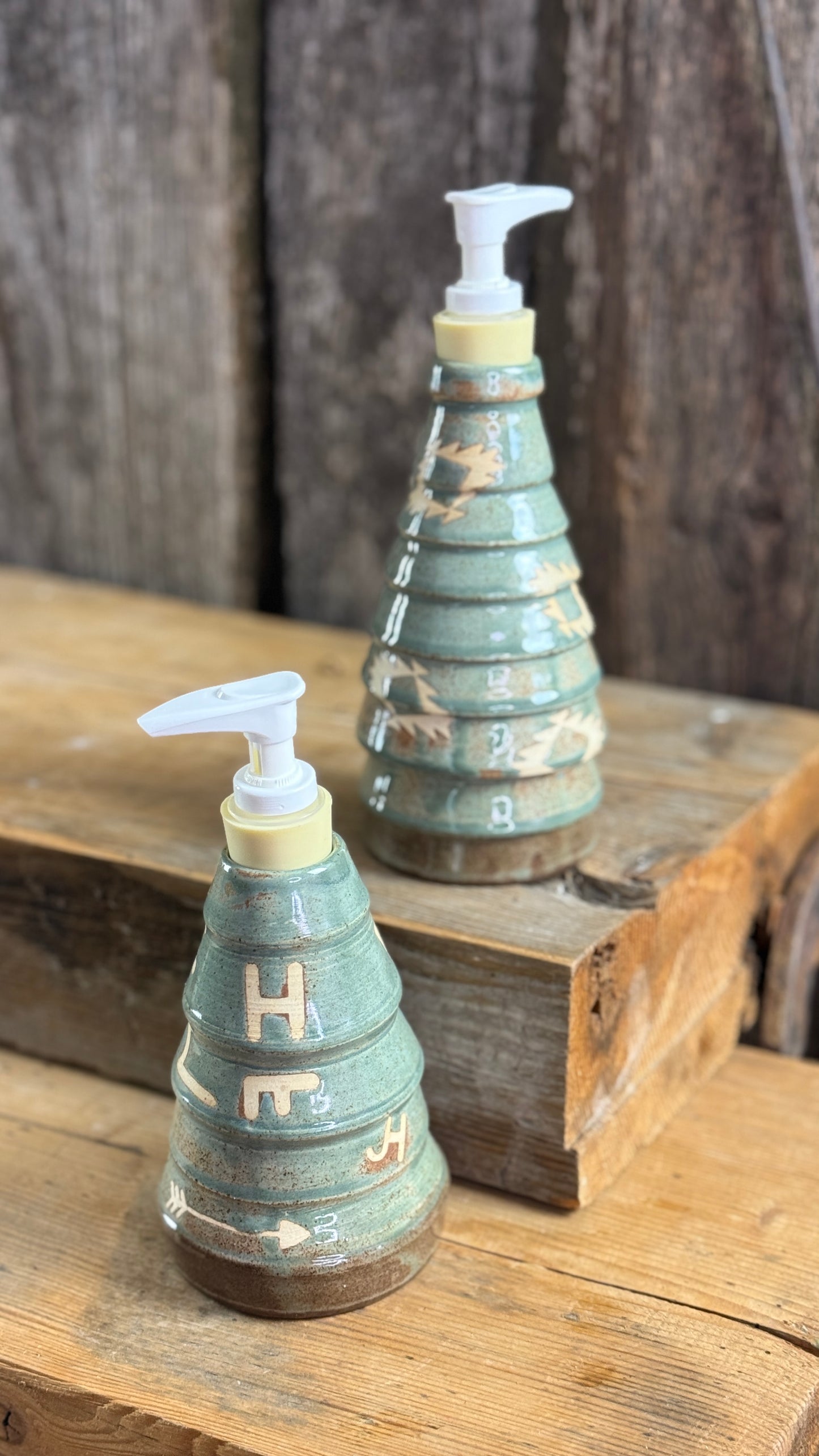 Cowboy Christmas tree oil bottle and soap dispensers set