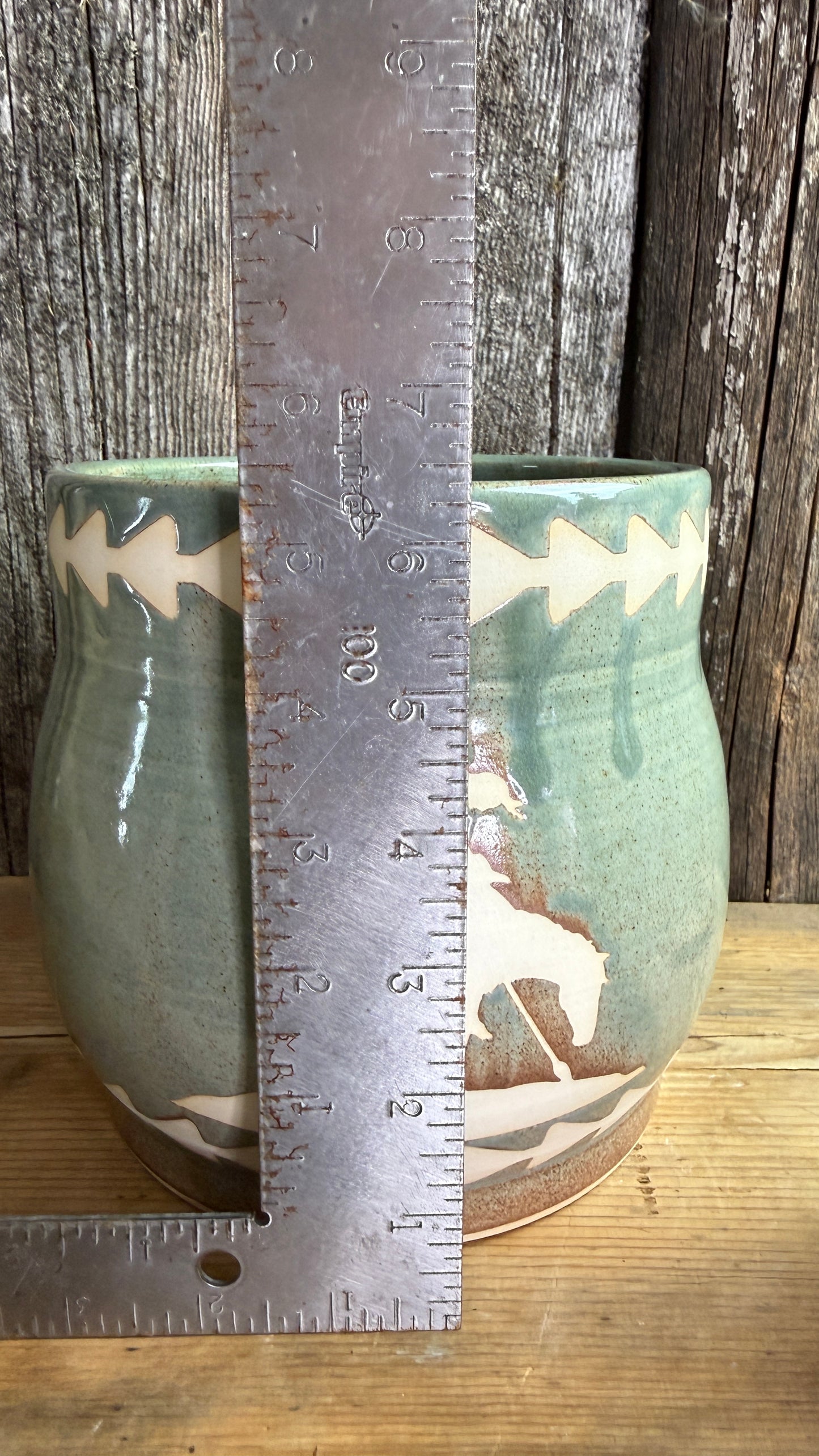 Kitchen Utensil Crock and oil bottle  dispenser - End of the Trail