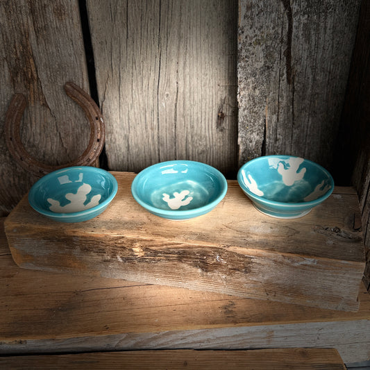 Sauce bowl set of 3 turquoise cactus