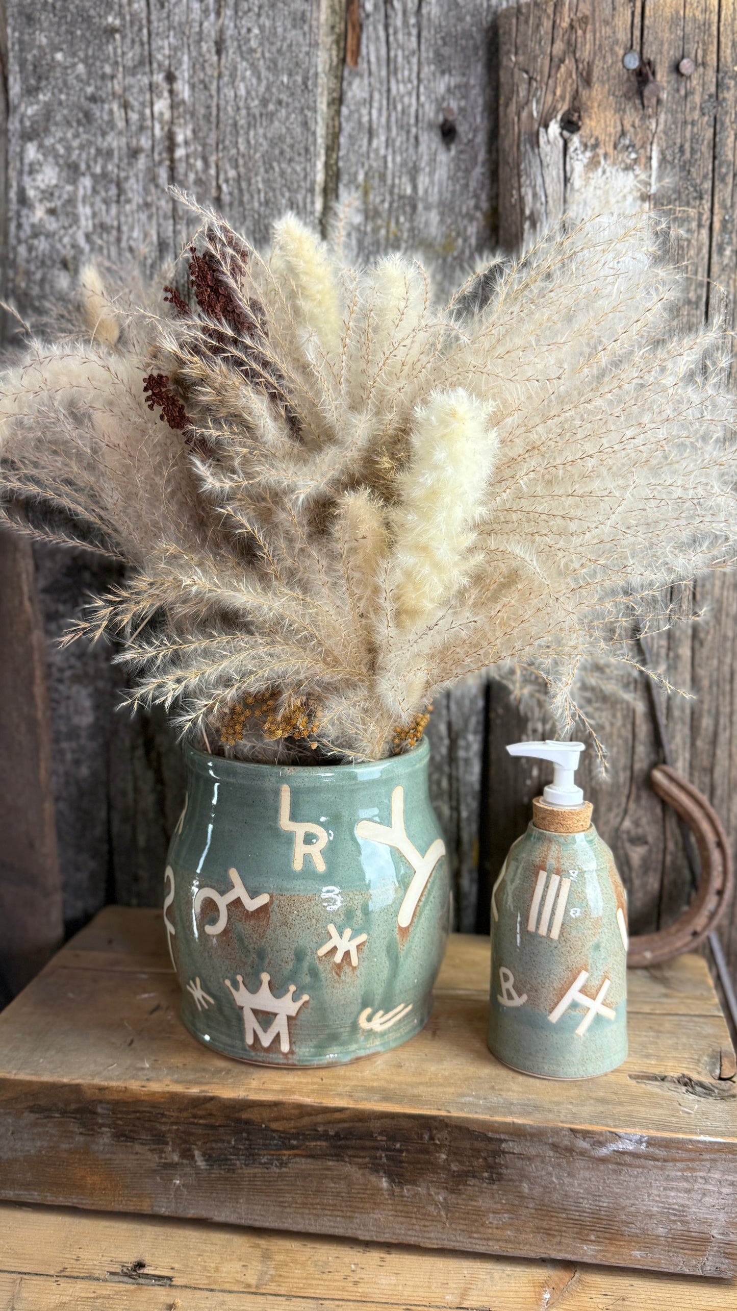Kitchen Utensil Crock and soap dispenser - Sagebrush