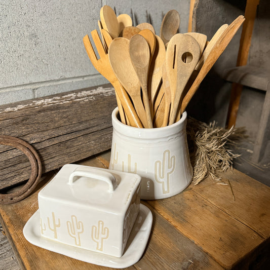 “Second” - Cactus set of Kitchen Crock and Butter Dish