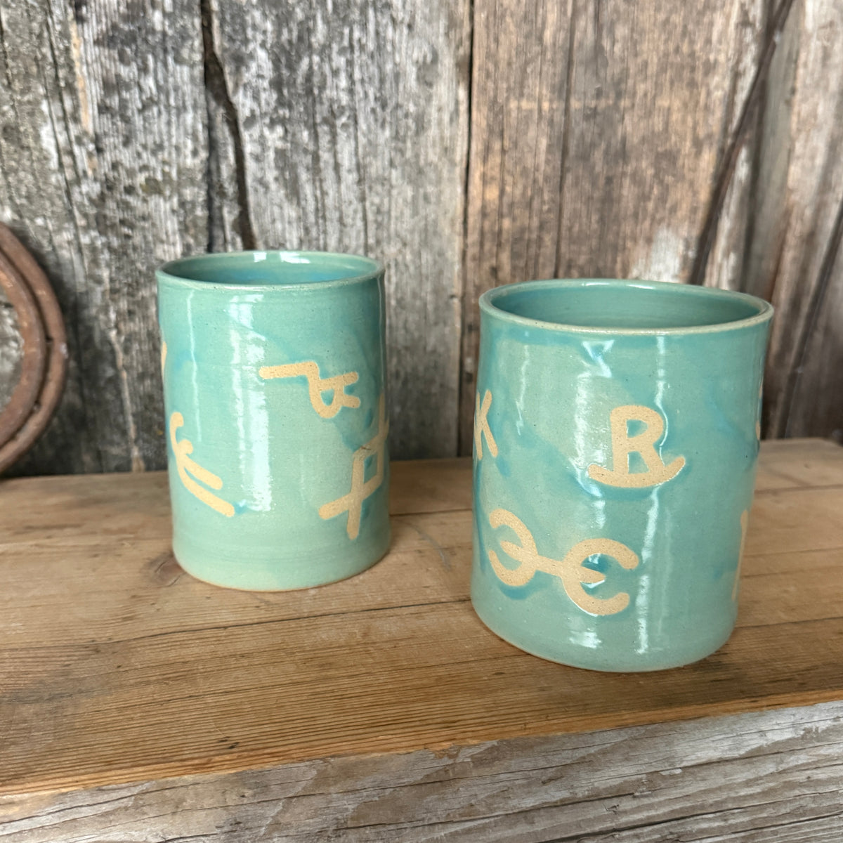 Cup Set of 2 - Branded Turquoise