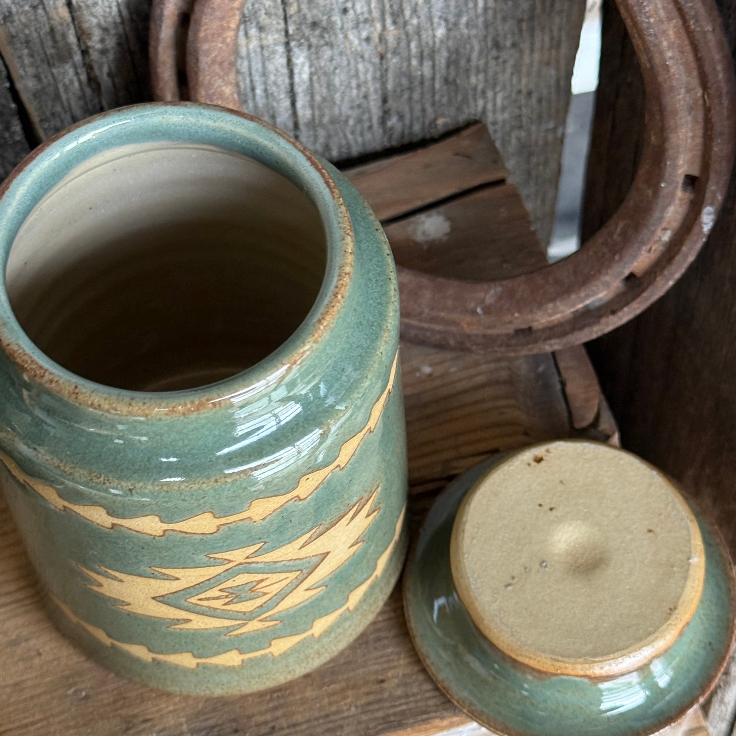 Bathroom Set of 3 - Soap Bottle, canister, and toothbrush holder - Southwestern Sagebrush