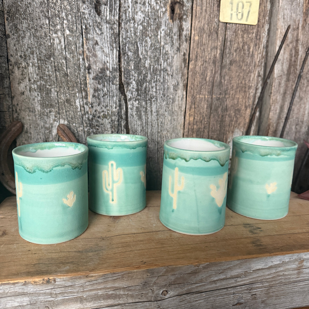 Cup Set of 4 - Tiffany Turquoise Southwestern