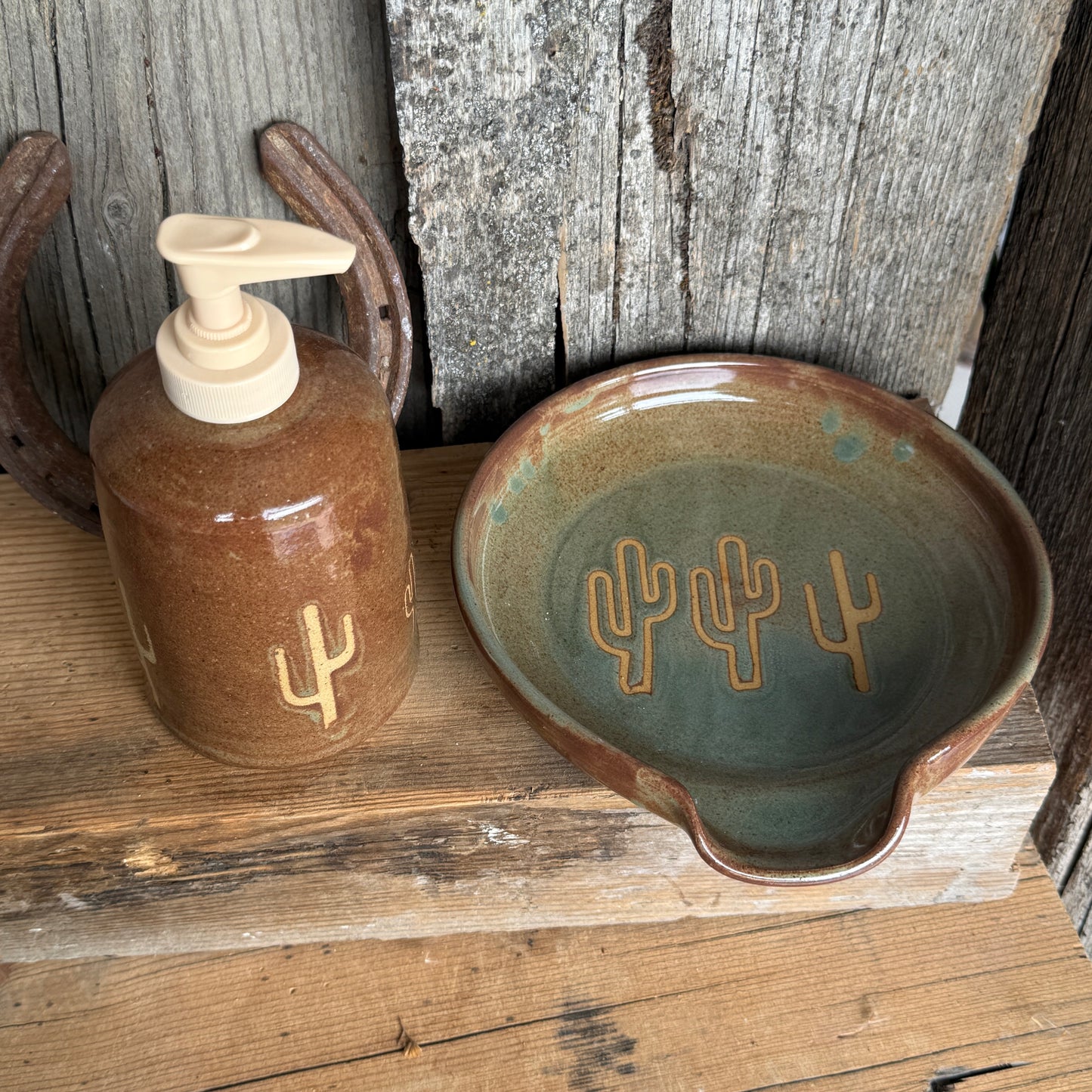 Spoon Rest and Soap Dispenser- Cactus Sagebrush