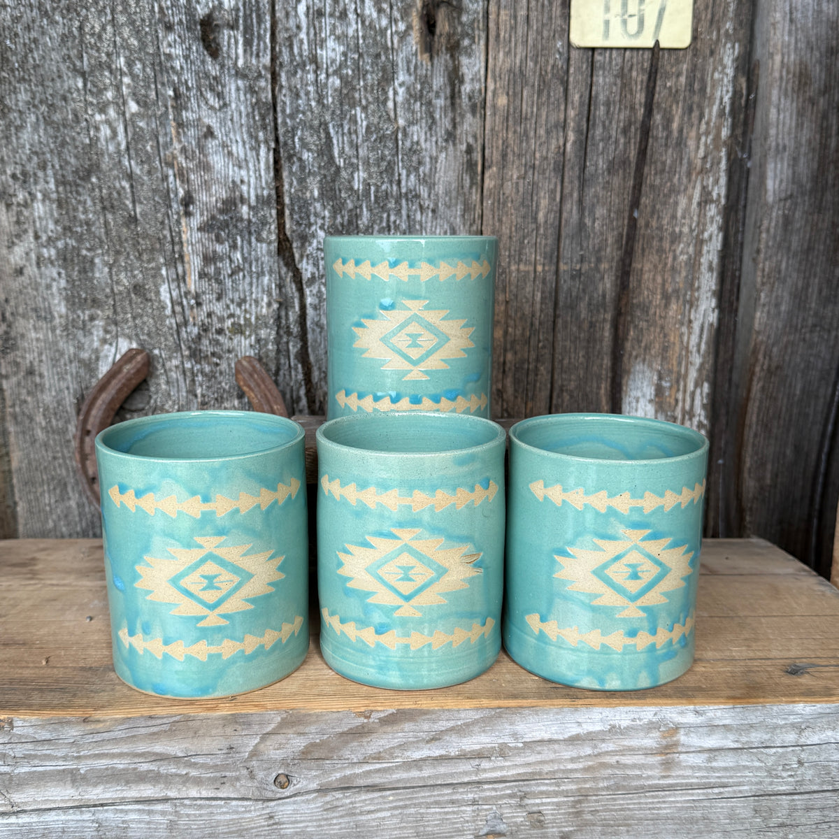 Cup Set of 4 - Tiffany Turquoise Southwestern