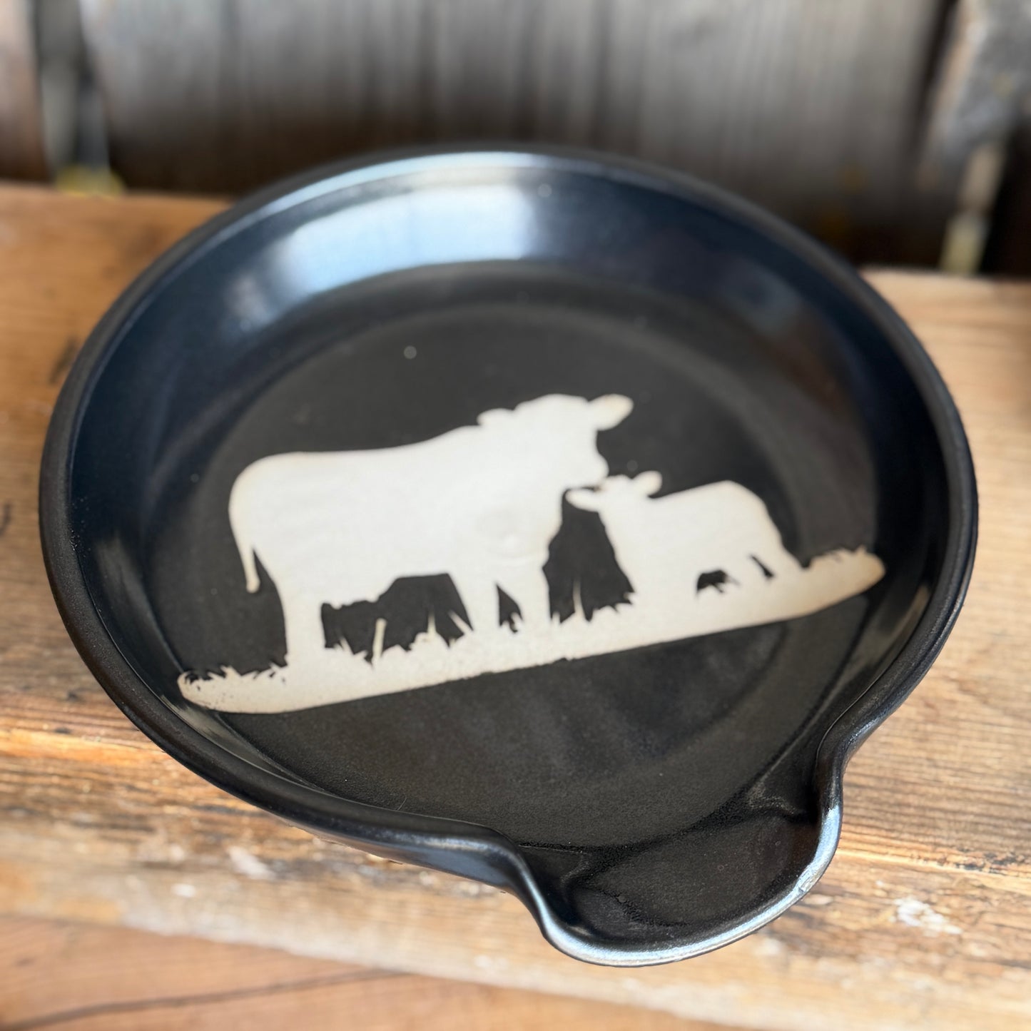 Soap dispenser and spoon rest -  Cattle In Gunmetal