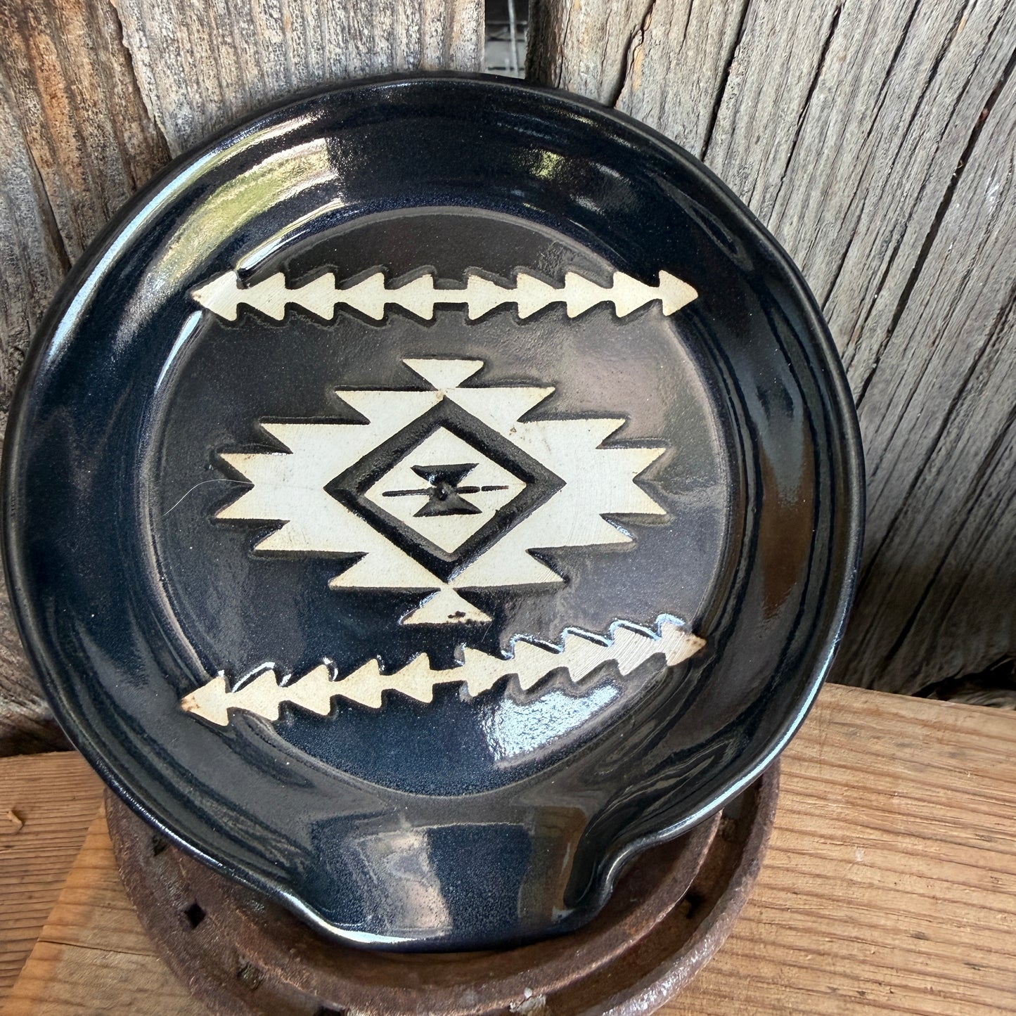 Kitchen Utensil Crock, spoon rest and soap dispenser- gunmetal southwestern