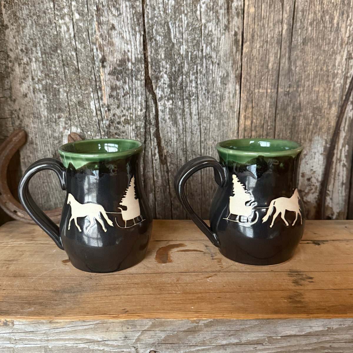 Coffee Mug - Gunmetal Christmas Horse and Sleigh
