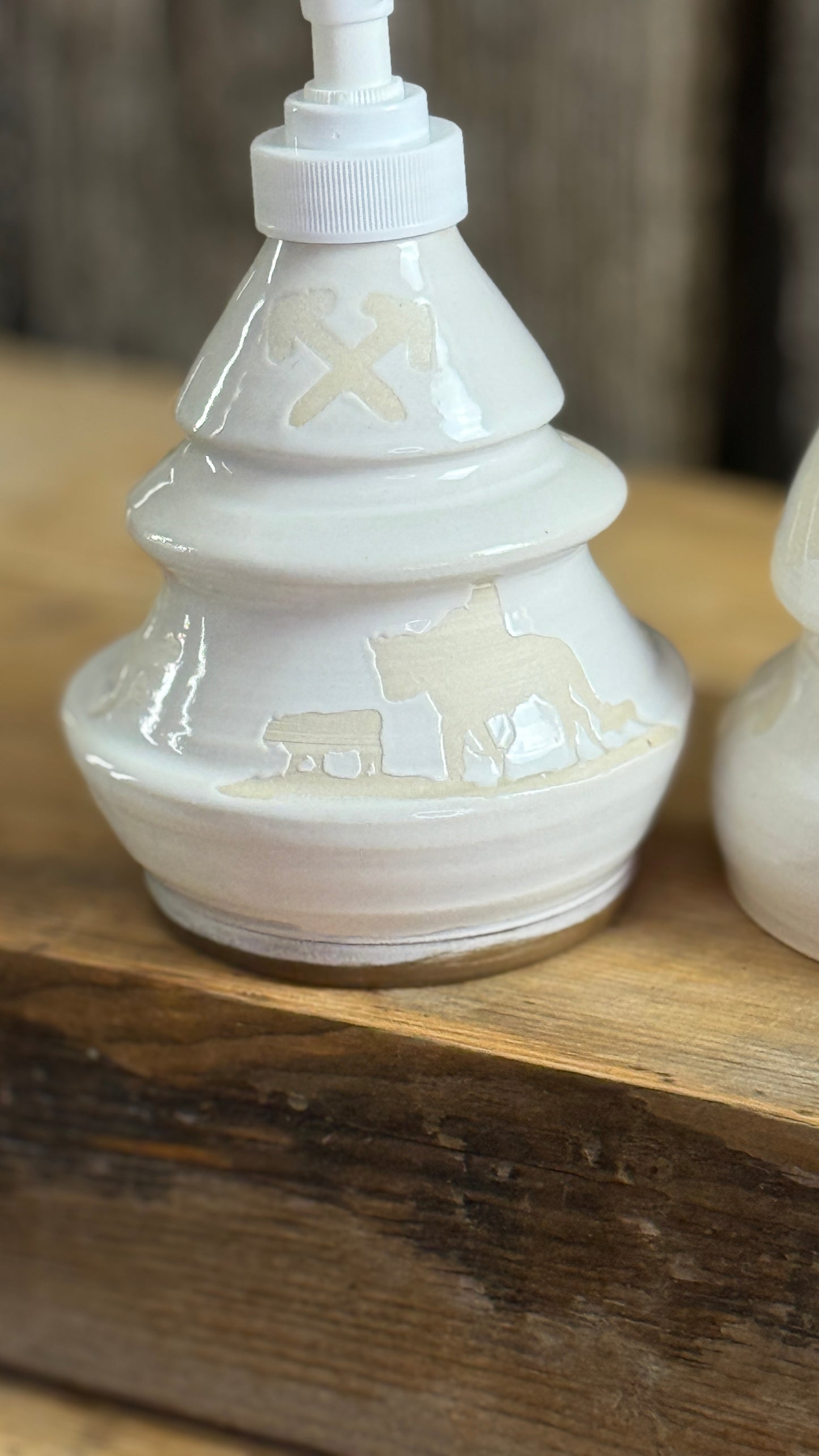 Cowboy Christmas tree luminary and soap dispenser