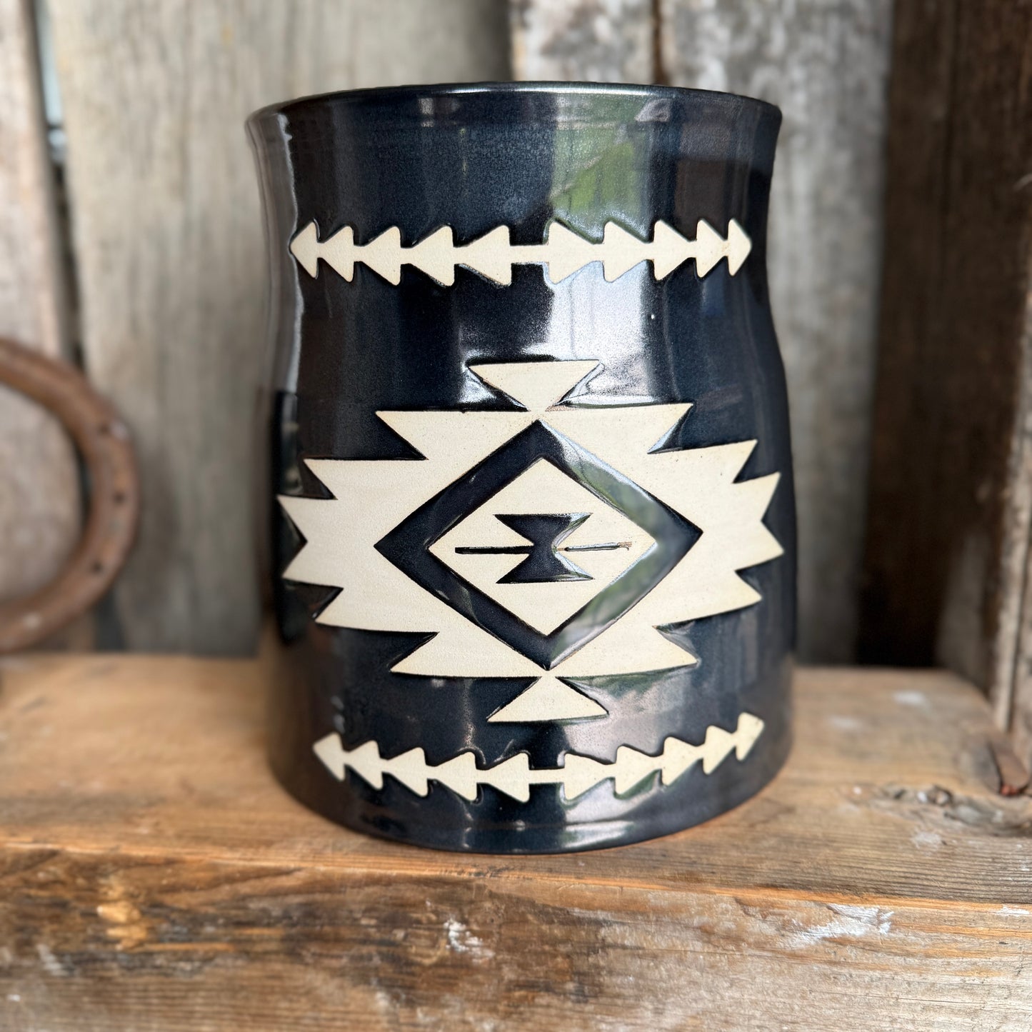 Kitchen Utensil Crock, spoon rest and soap dispenser- gunmetal southwestern
