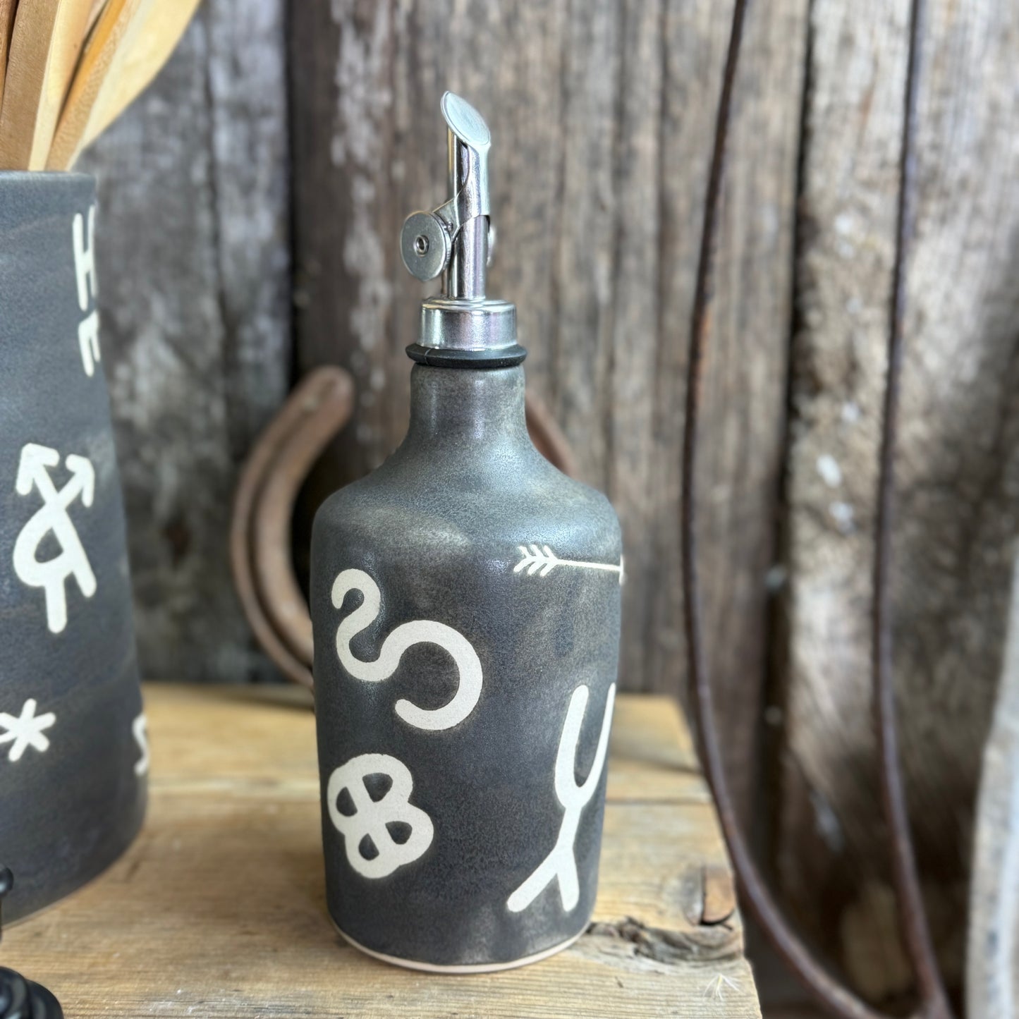 Kitchen crock set with oil and soap bottle- River Rock Branded