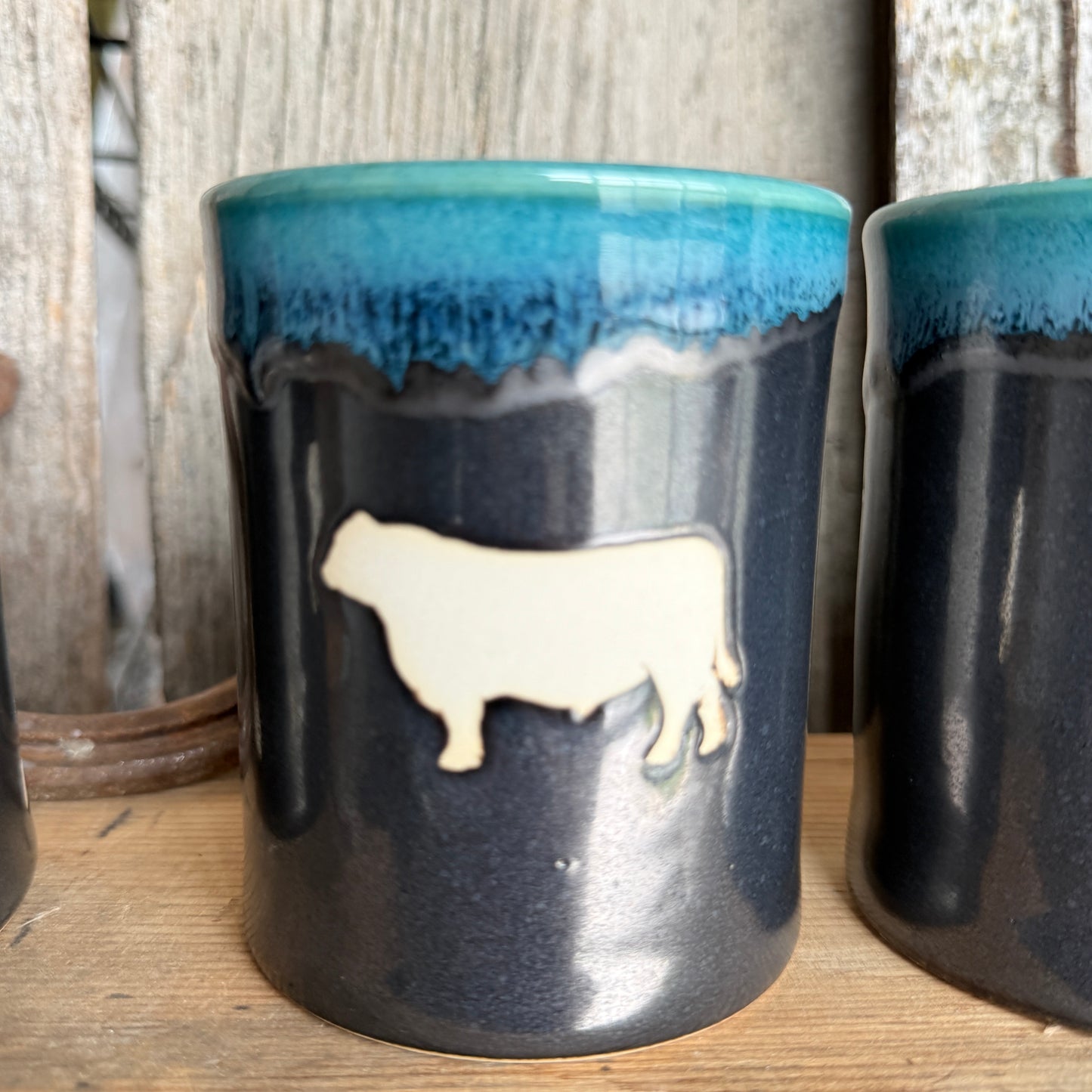 Cup Set of 4 - Cattle Turquoise and Gunmetal