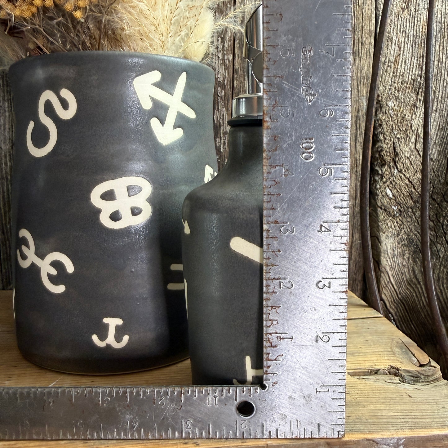 Kitchen crock set with oil and soap bottle- River Rock Branded