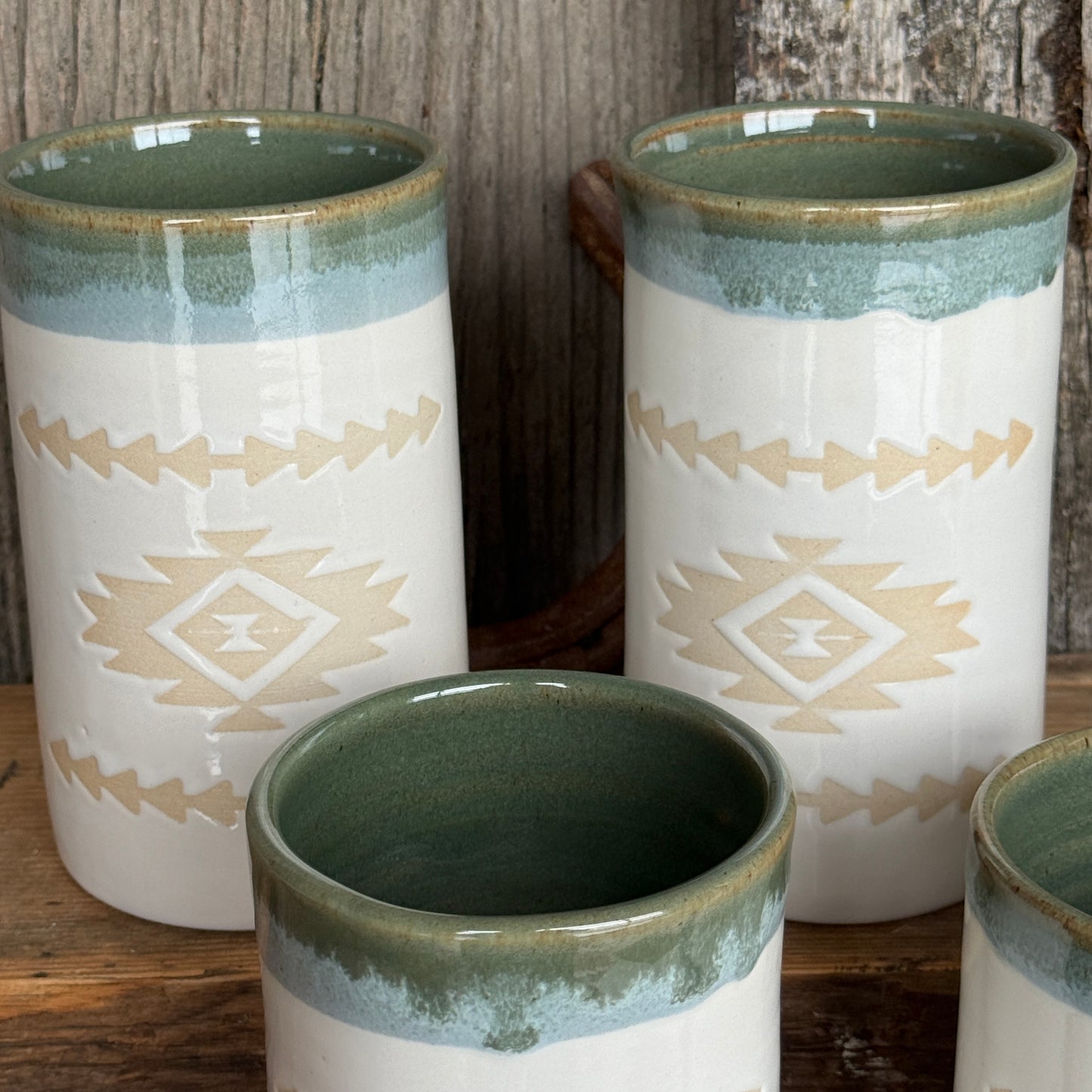 Cup Set of 4 - Southwestern White and Sagebrush