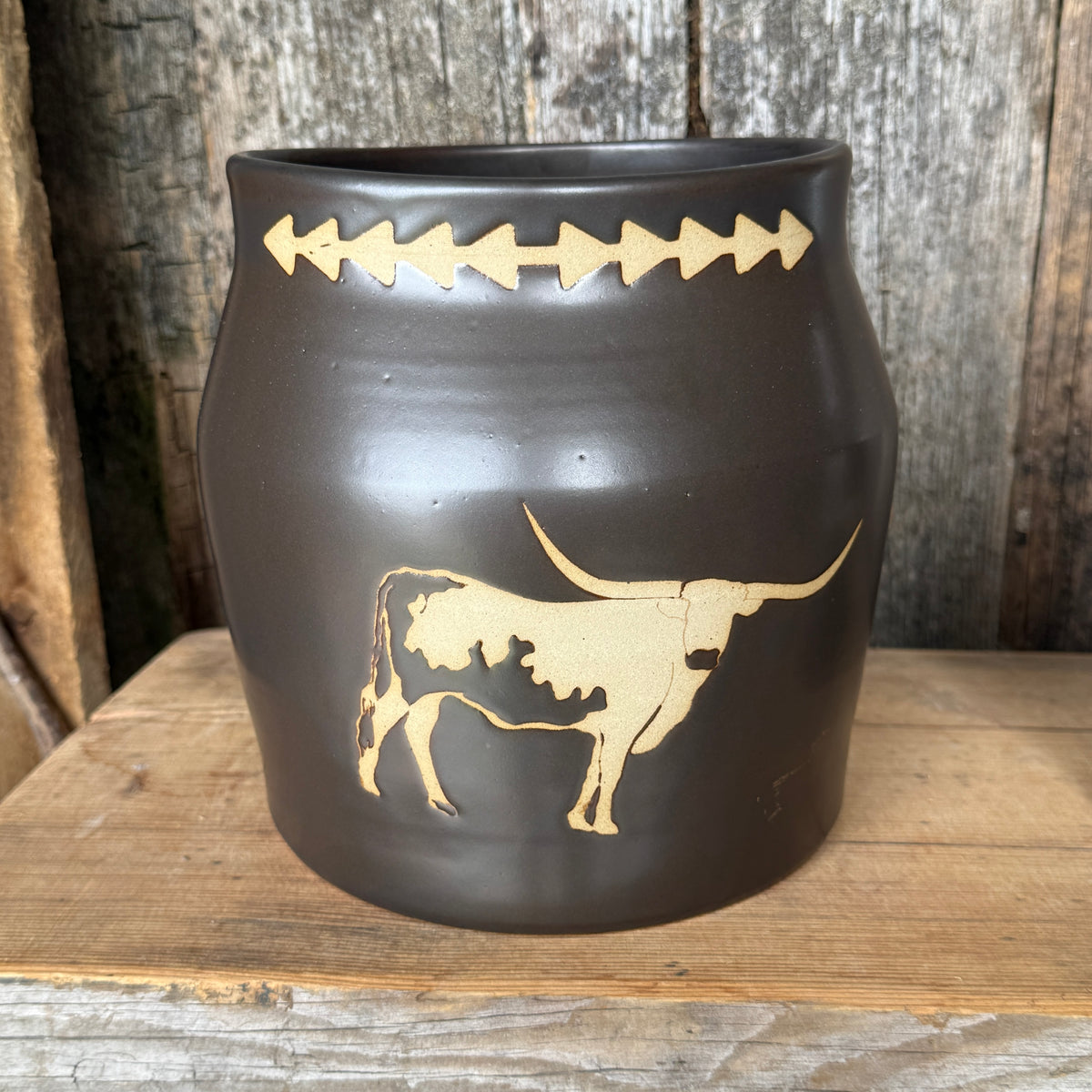Kitchen Utensil Crock,and Oil Bottle - Leather Longhorn