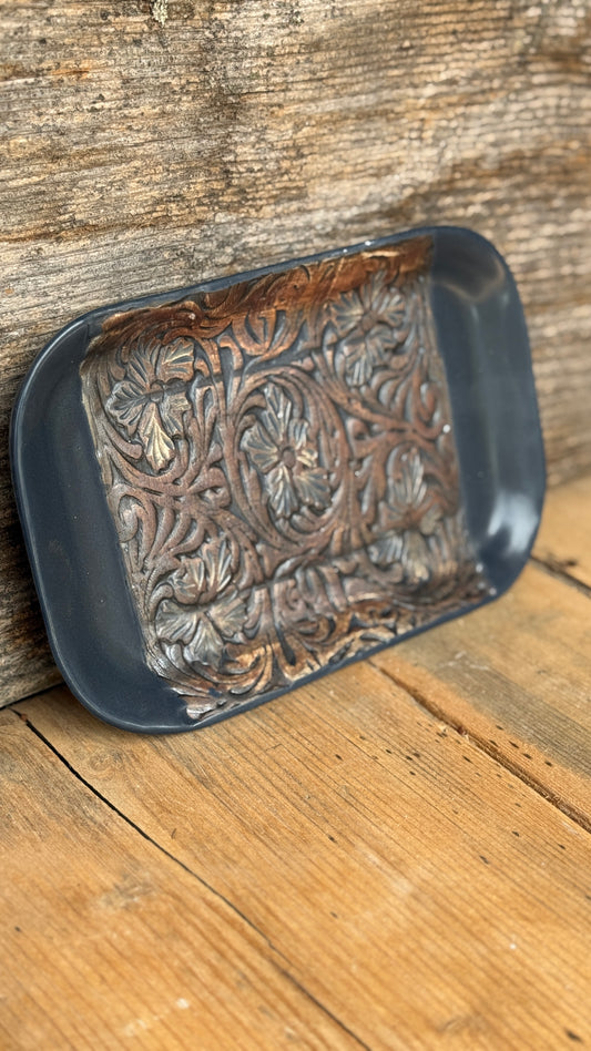 9” Stamped Leather Serving Platter
