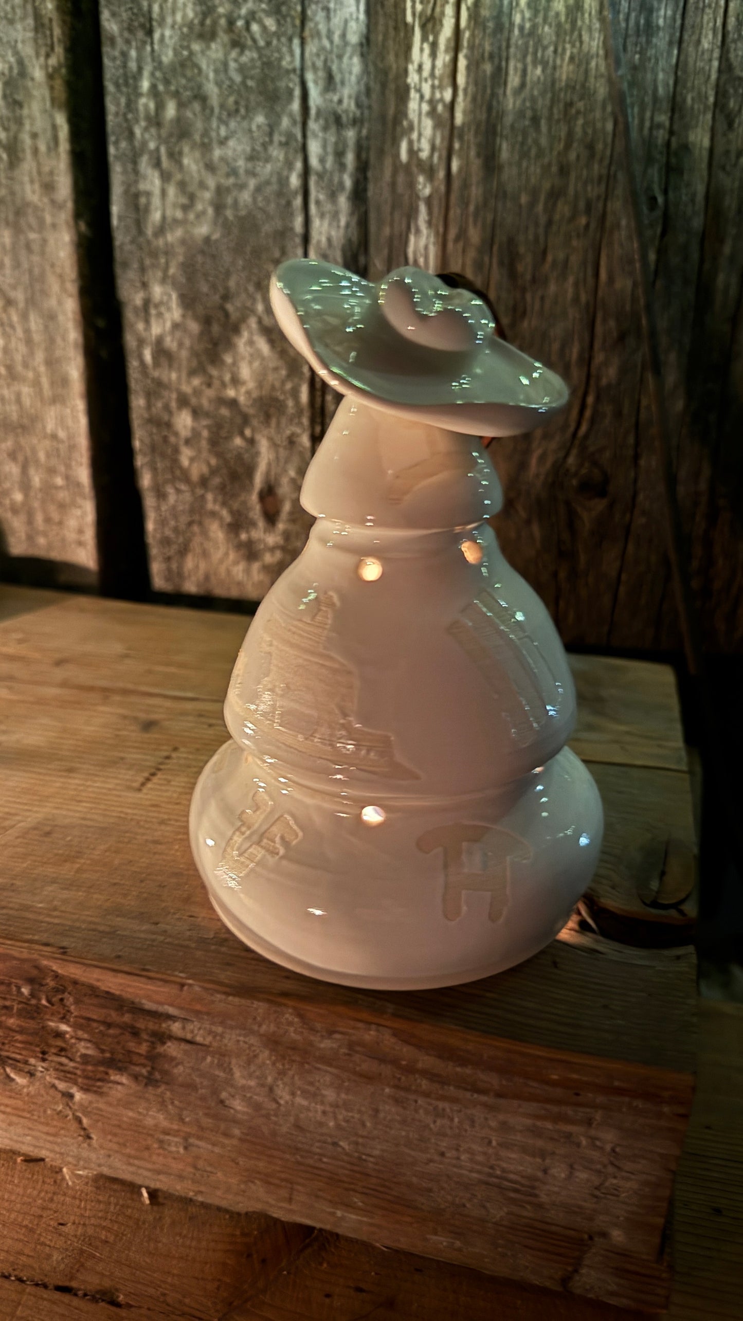 Cowboy Christmas tree luminary and soap dispenser