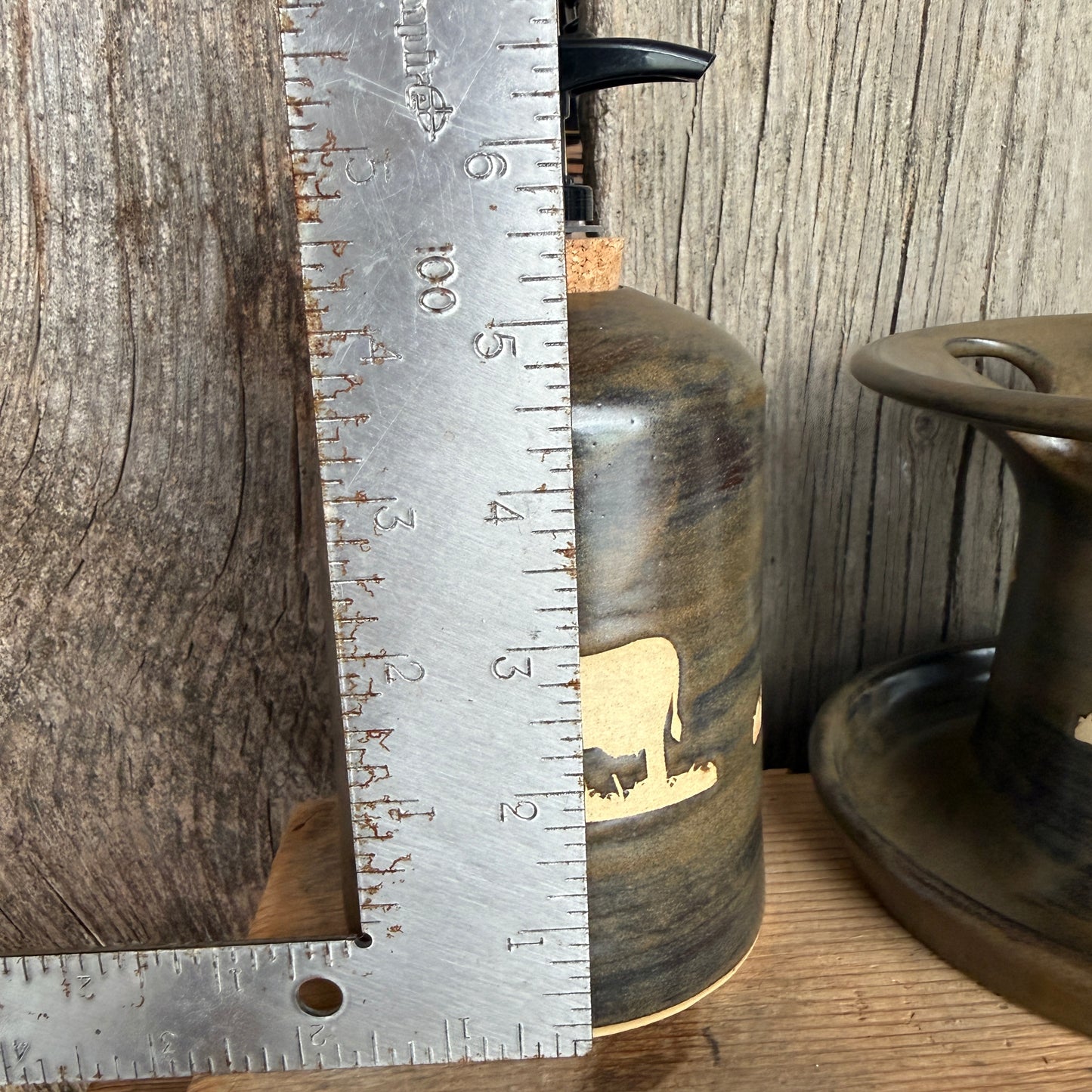 Bathroom Set of 3 - Soap Bottle, canister, and toothbrush holder - Cattle