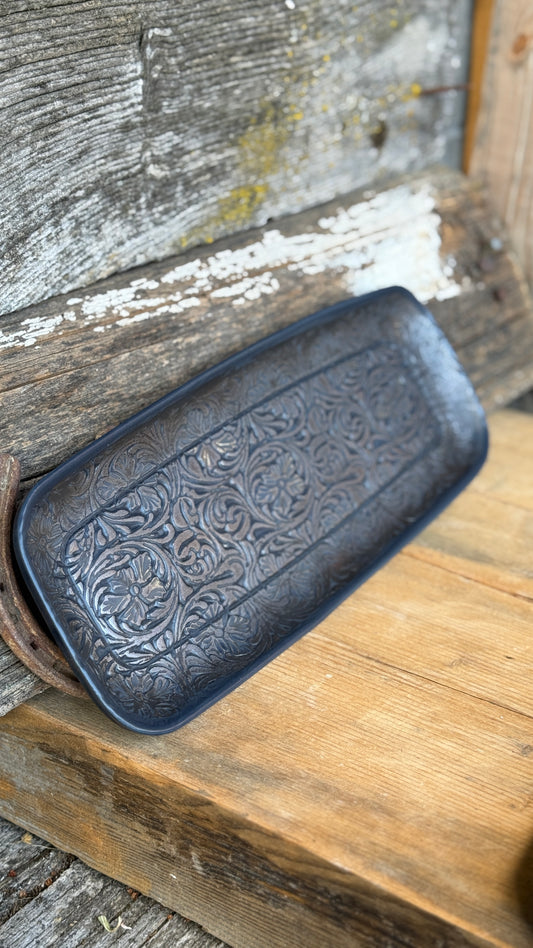 15” Stamped Leather Serving Platter