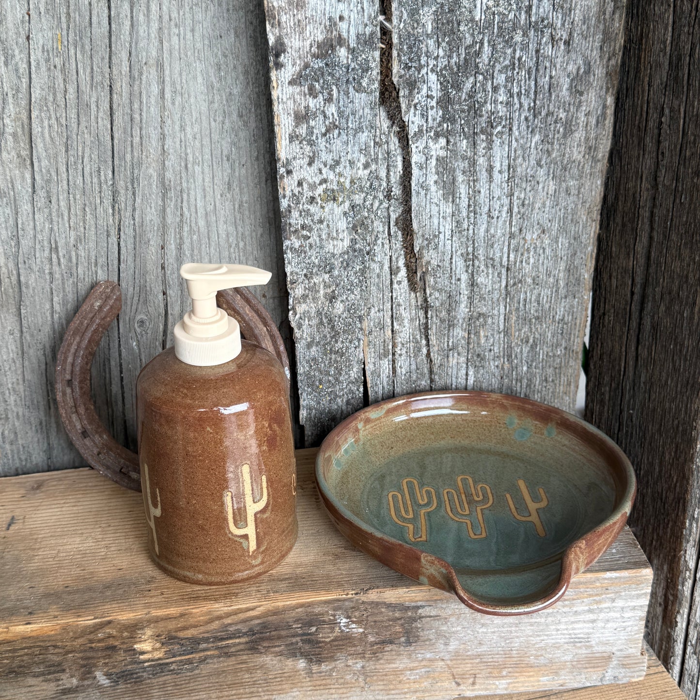 Spoon Rest and Soap Dispenser- Cactus Sagebrush