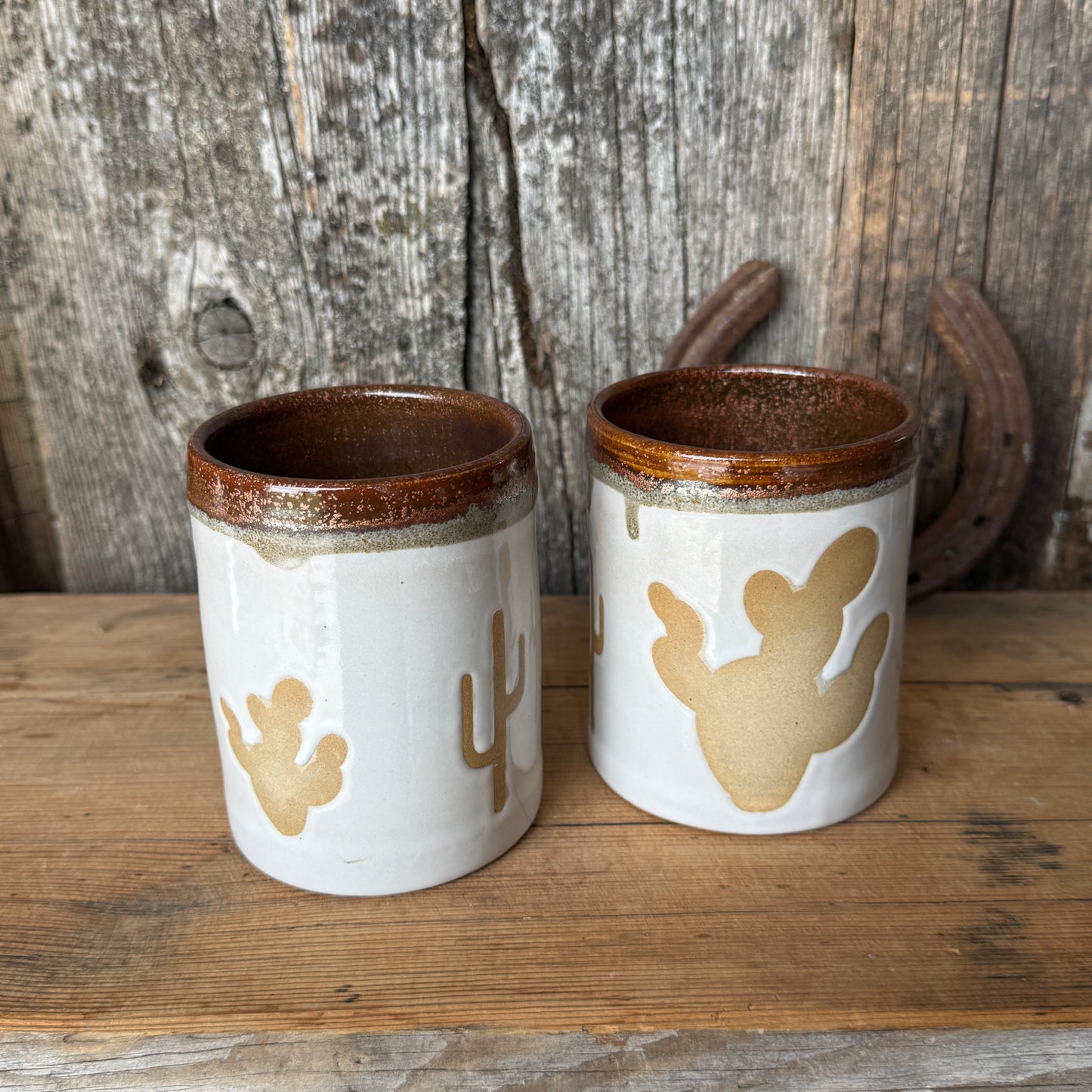 Cup Set of 2 - Cactus copper and White