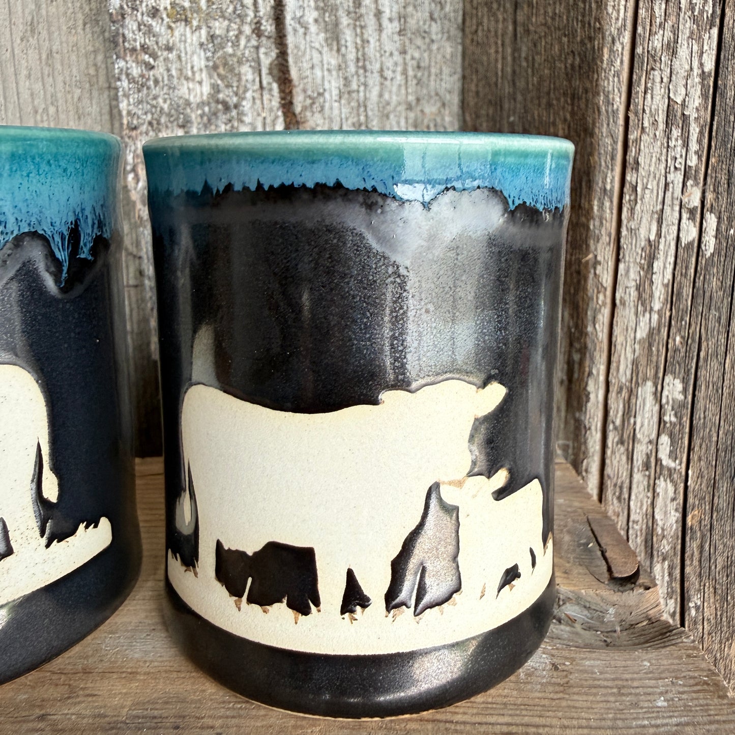 Cup Set of 4 - Cattle Turquoise and Gunmetal