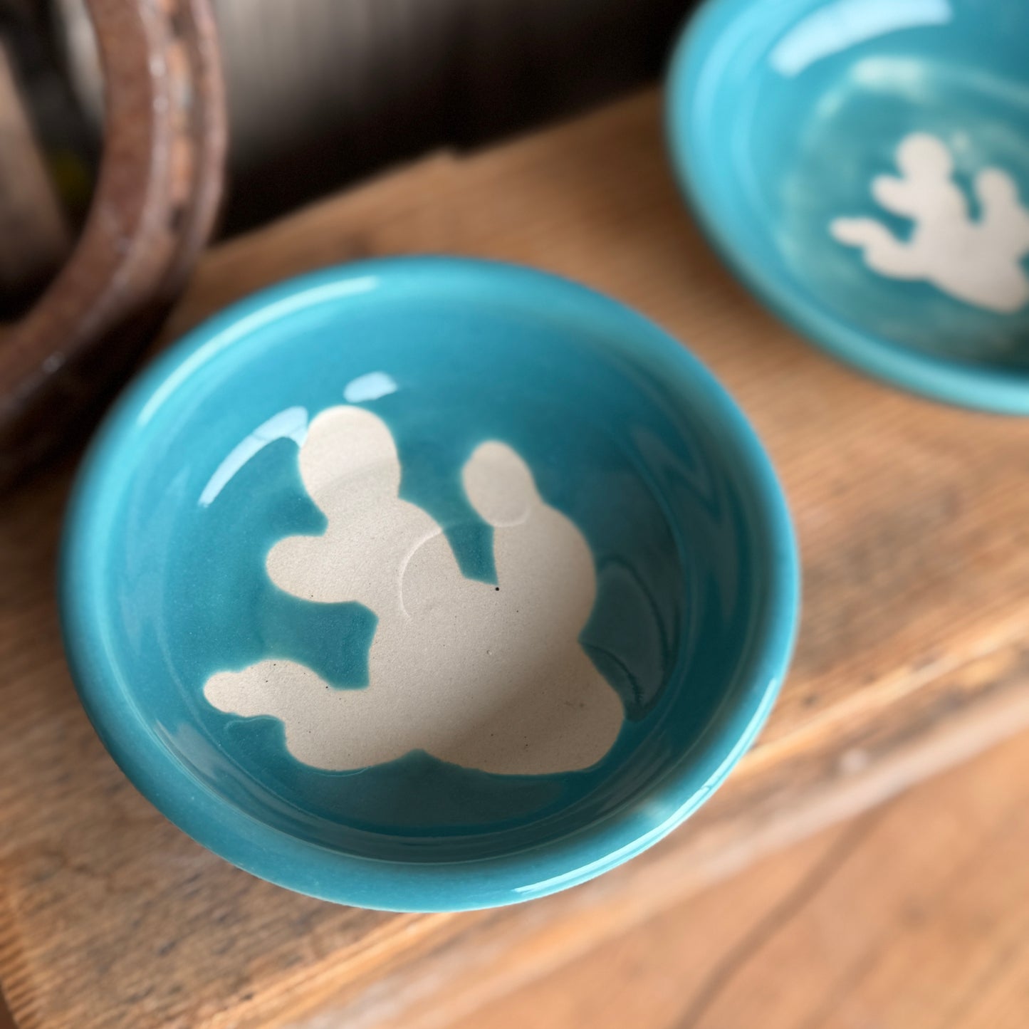 Sauce bowl set of 3 turquoise cactus