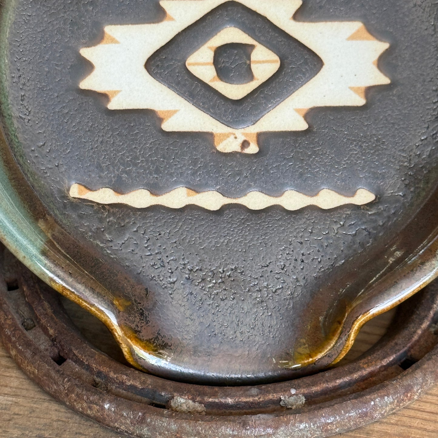 Soap dispenser and spoon rest -  southwestern Sagebrush and Leather