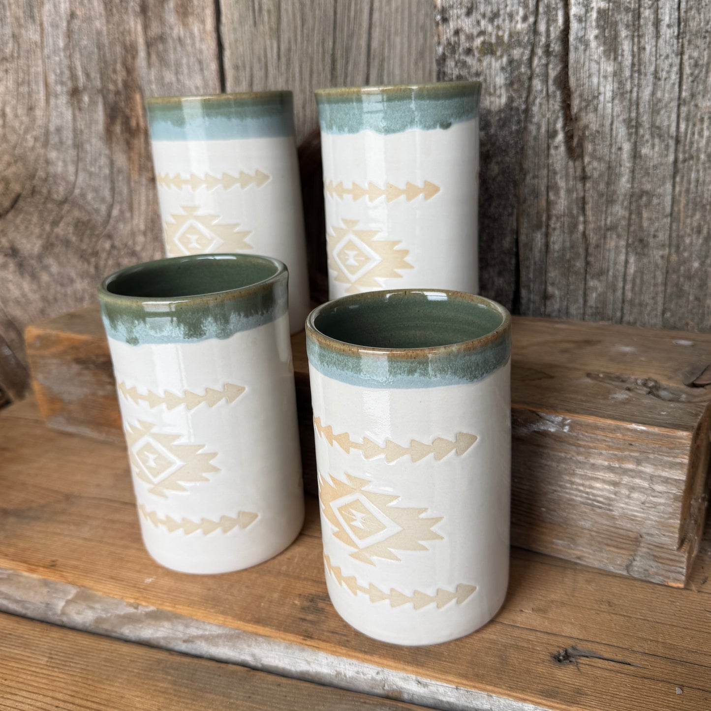 Cup Set of 4 - Southwestern White and Sagebrush