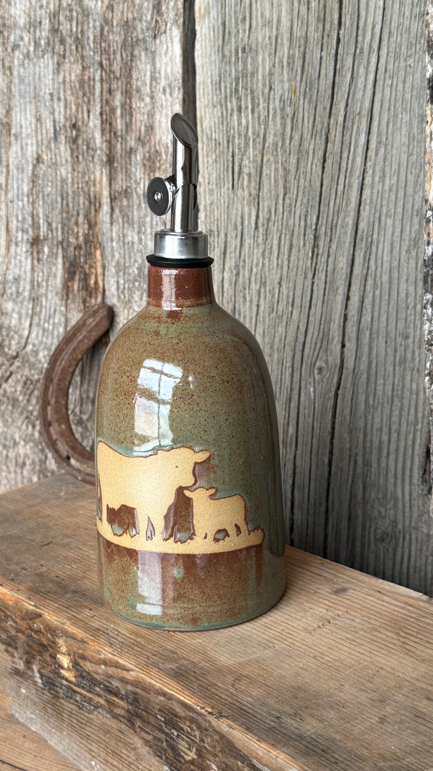 Oil Bottle - Cow Calf : sagebrush patina