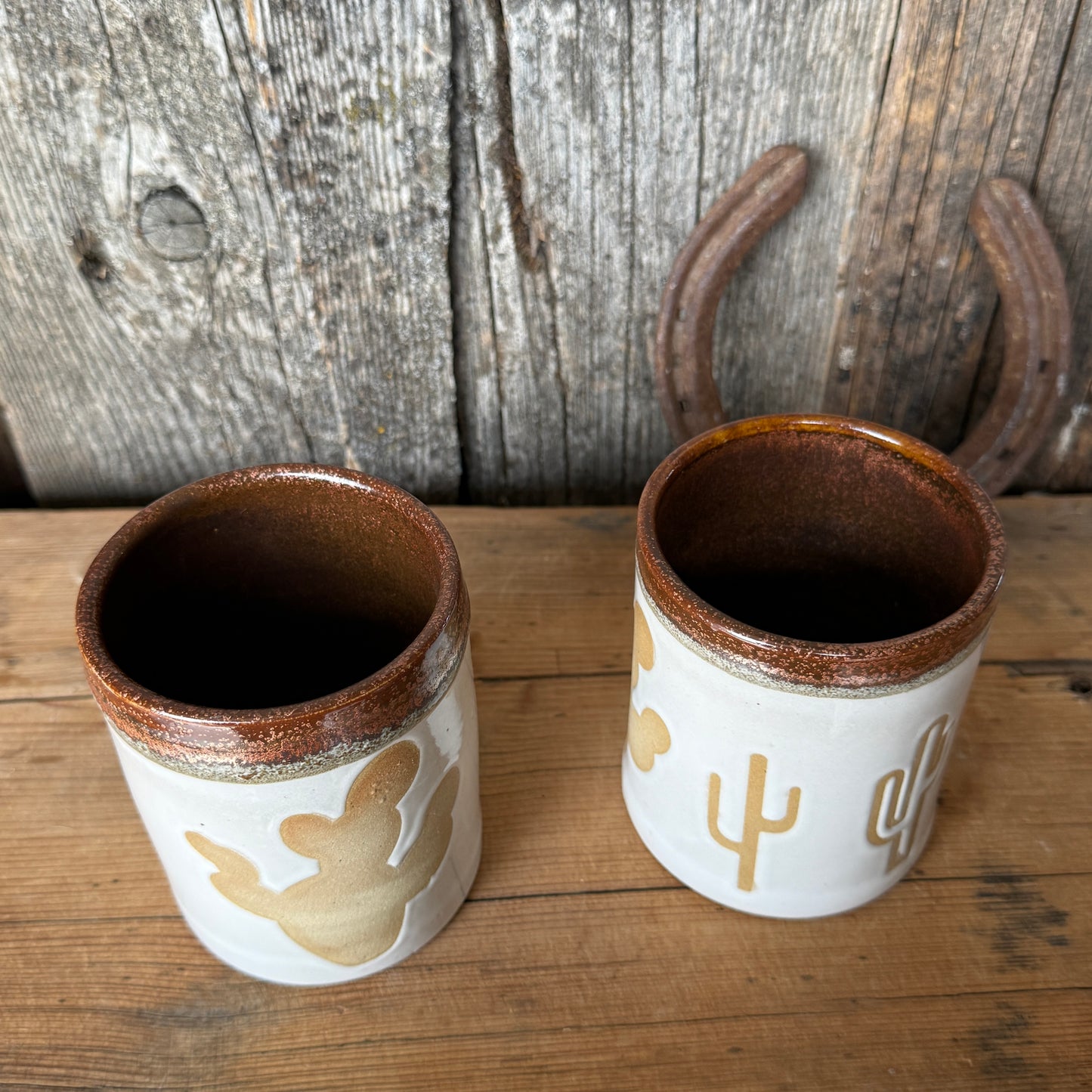 Cup Set of 2 - Cactus copper and White