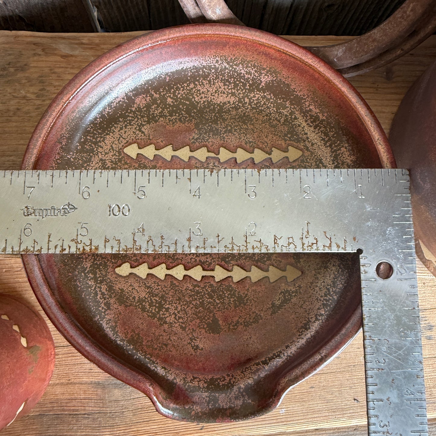 Kitchen Utensil Crock, spoon rest and Oil Bottle - Southwestern Copper