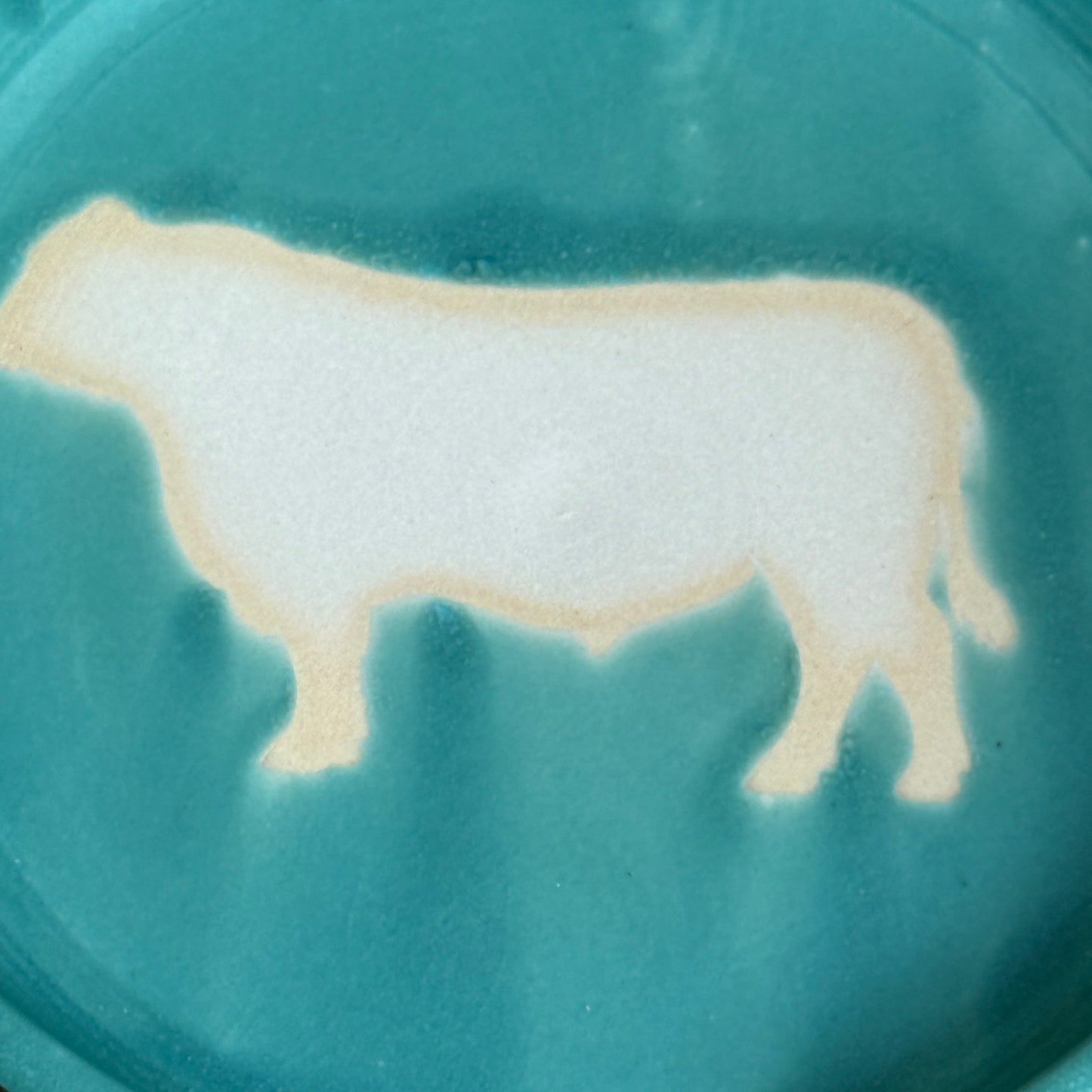 Soap dispenser and spoon rest -  Cattle in turquoise