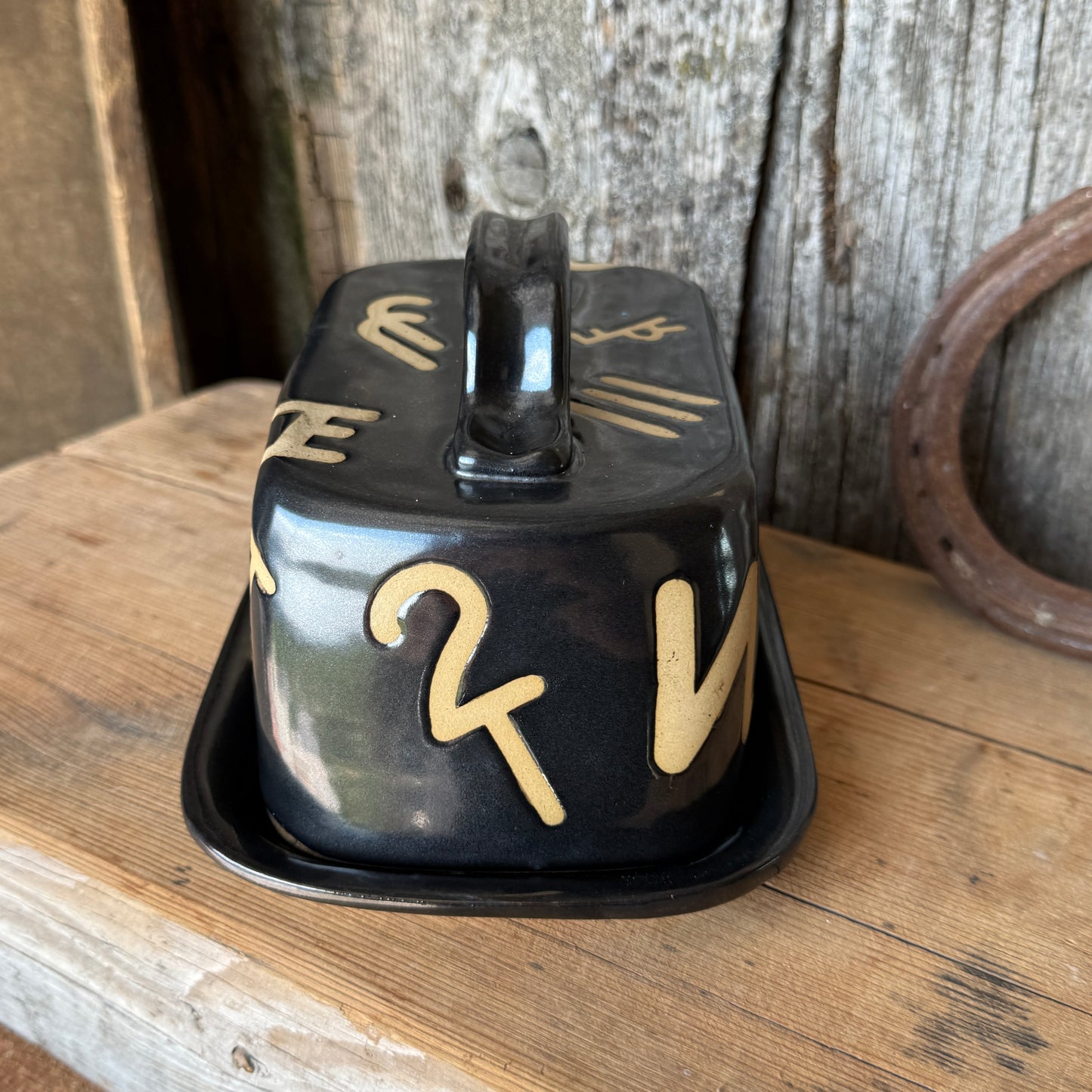 Butter Dish Gunmetal branded