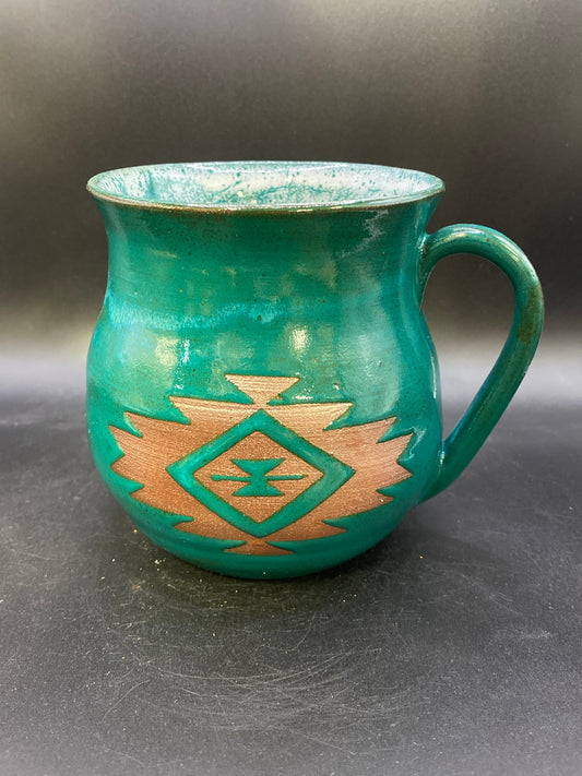 Southwestern Round Mug - Turquoise